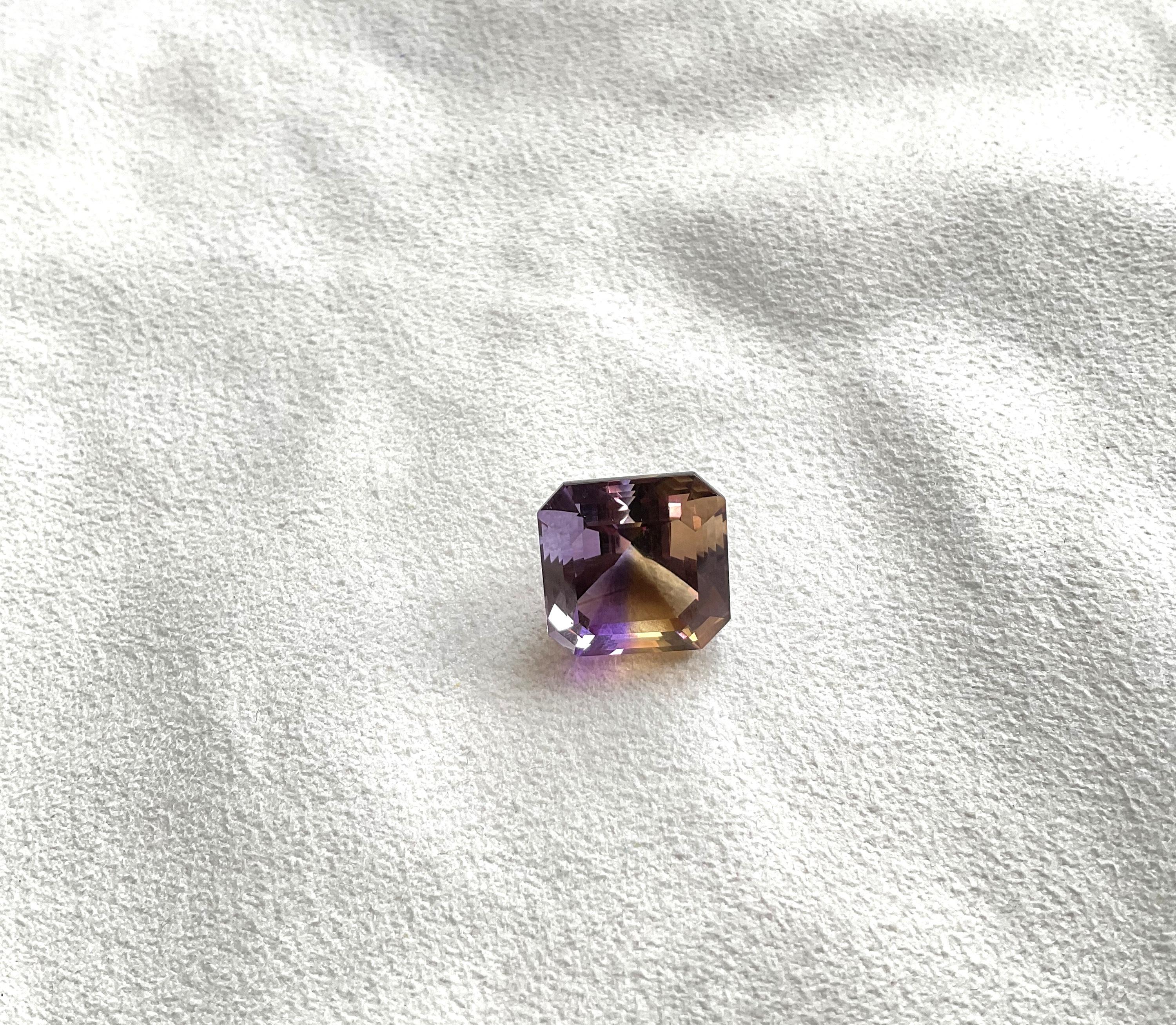 Women's or Men's Loupe clean 17.30 cts Ametrine asscher Faceted Cut Stone For Jewelry Natural Gem For Sale