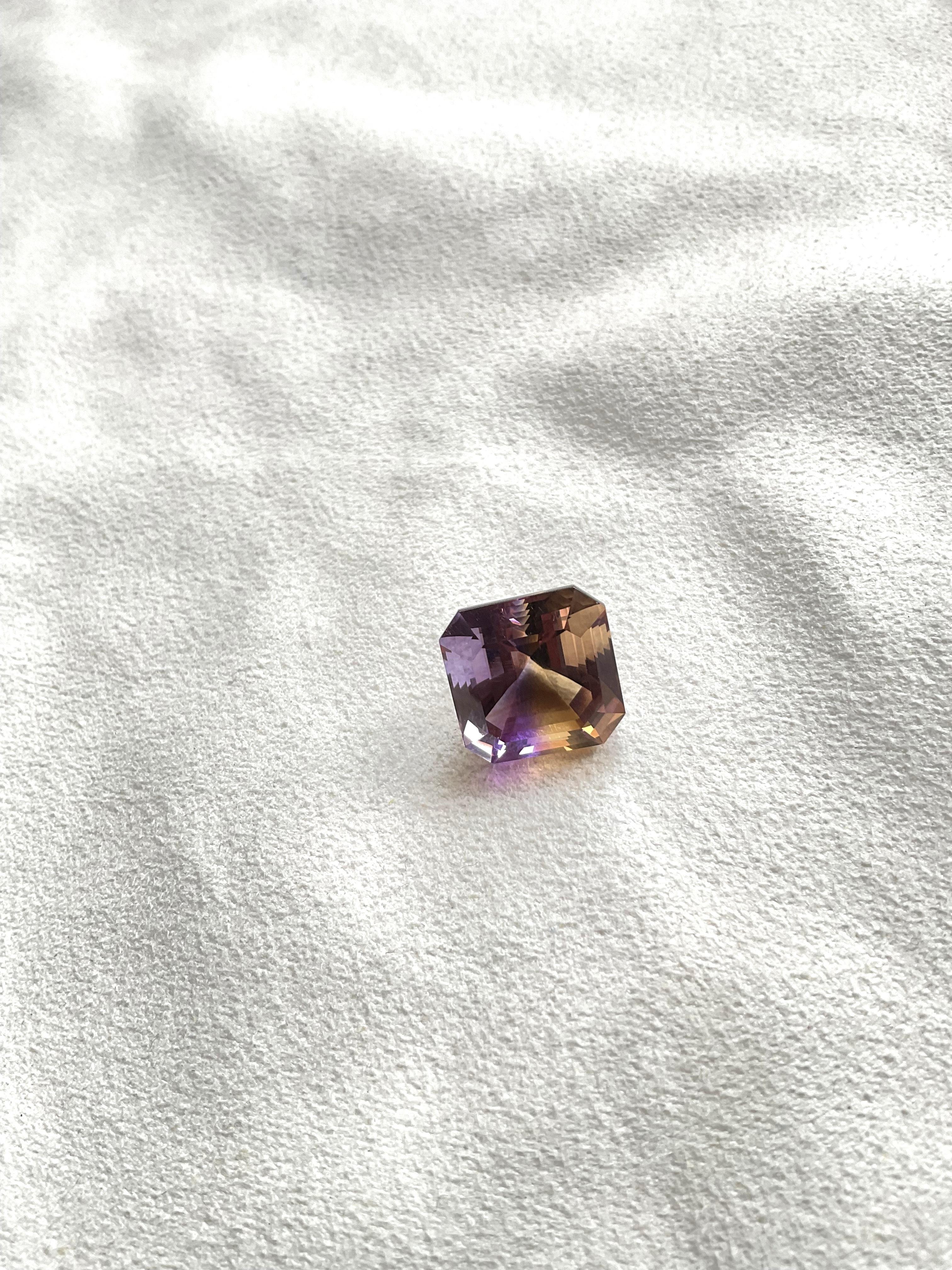 Loupe clean 17.30 cts Ametrine asscher Faceted Cut Stone For Jewelry Natural Gem For Sale 1