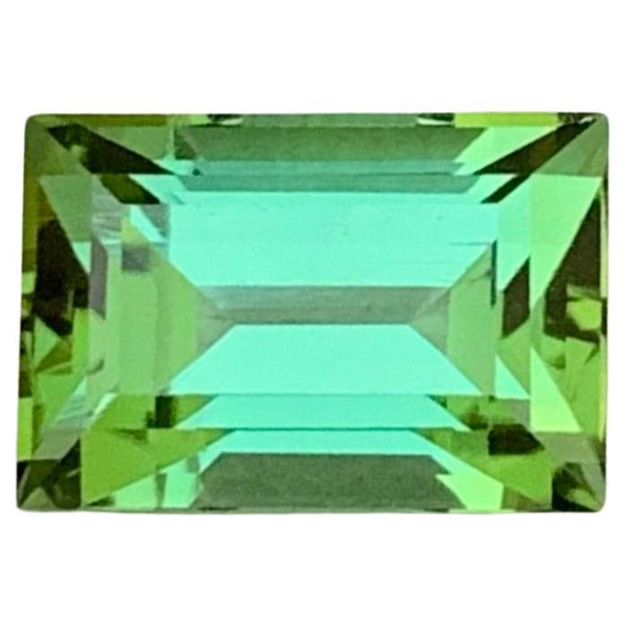 Loupe Clean 1.90 Carats Loose Green Tourmaline With Lagoon Shade Baguette Cut For Sale