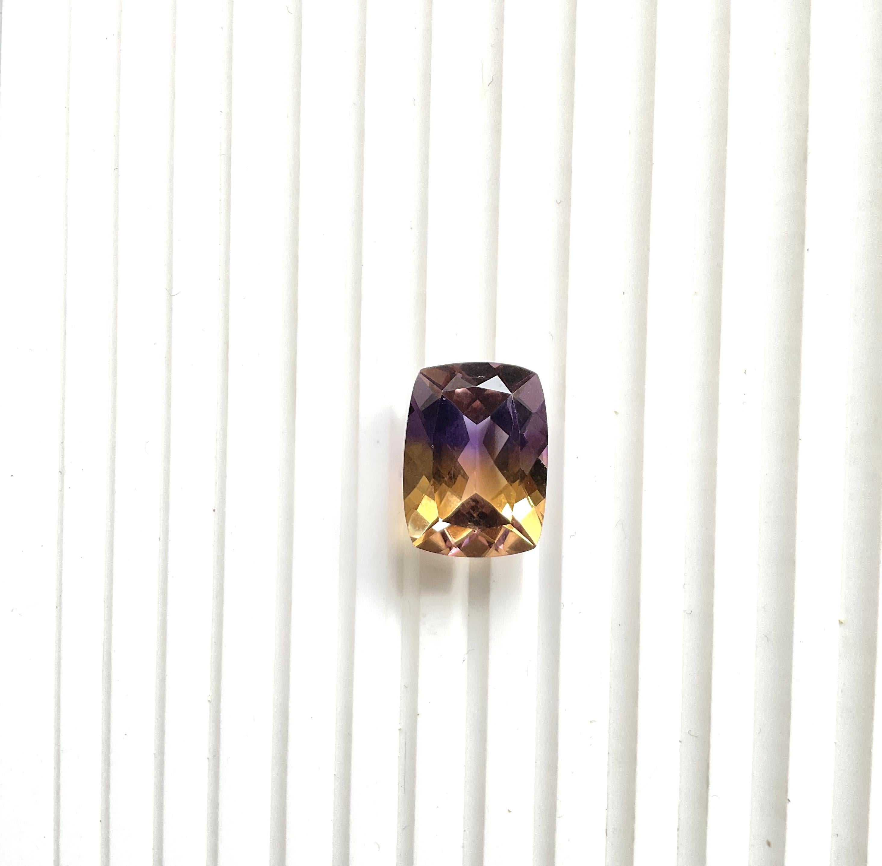 Art Deco Loupe clean 19.13 cts Ametrine Cushion Faceted Cut Stone For Jewelry Natural Gem For Sale