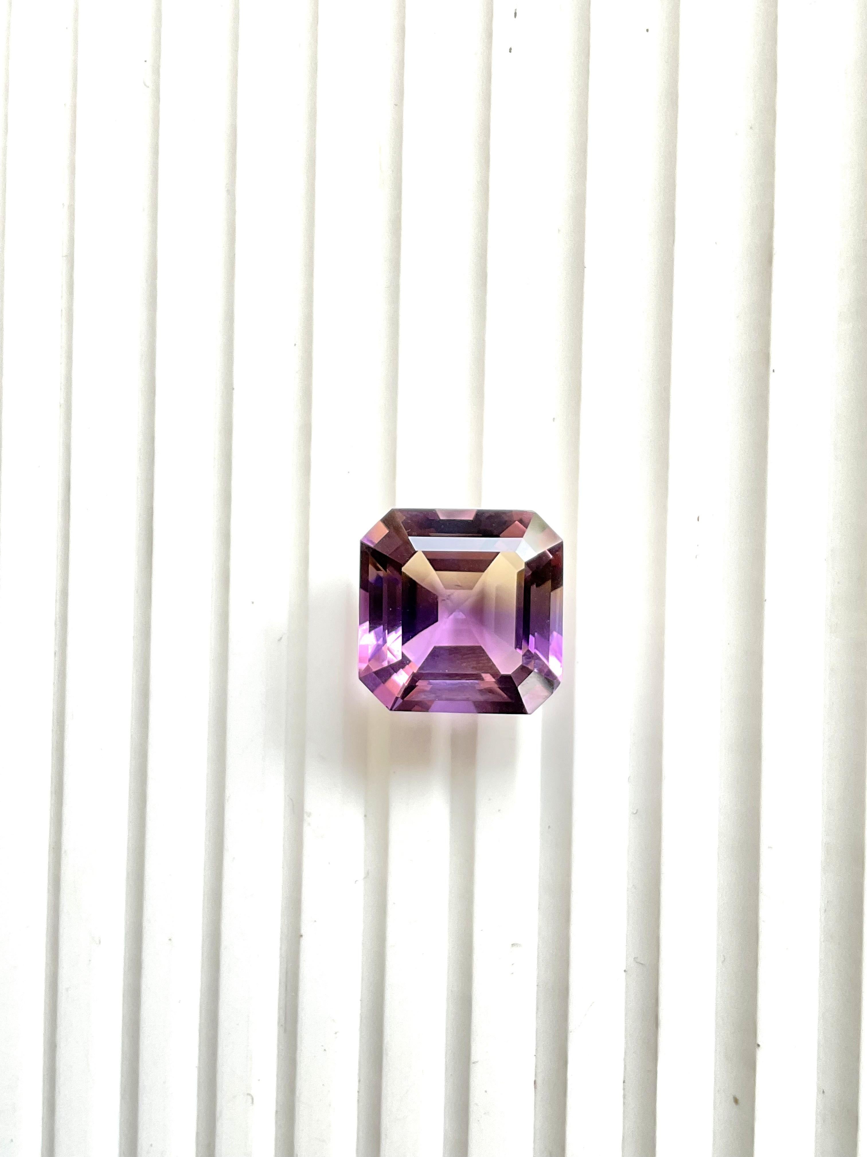 Art Deco Loupe clean 20.85 cts Ametrine Step Faceted Cut Stone For Jewelry Natural Gem For Sale