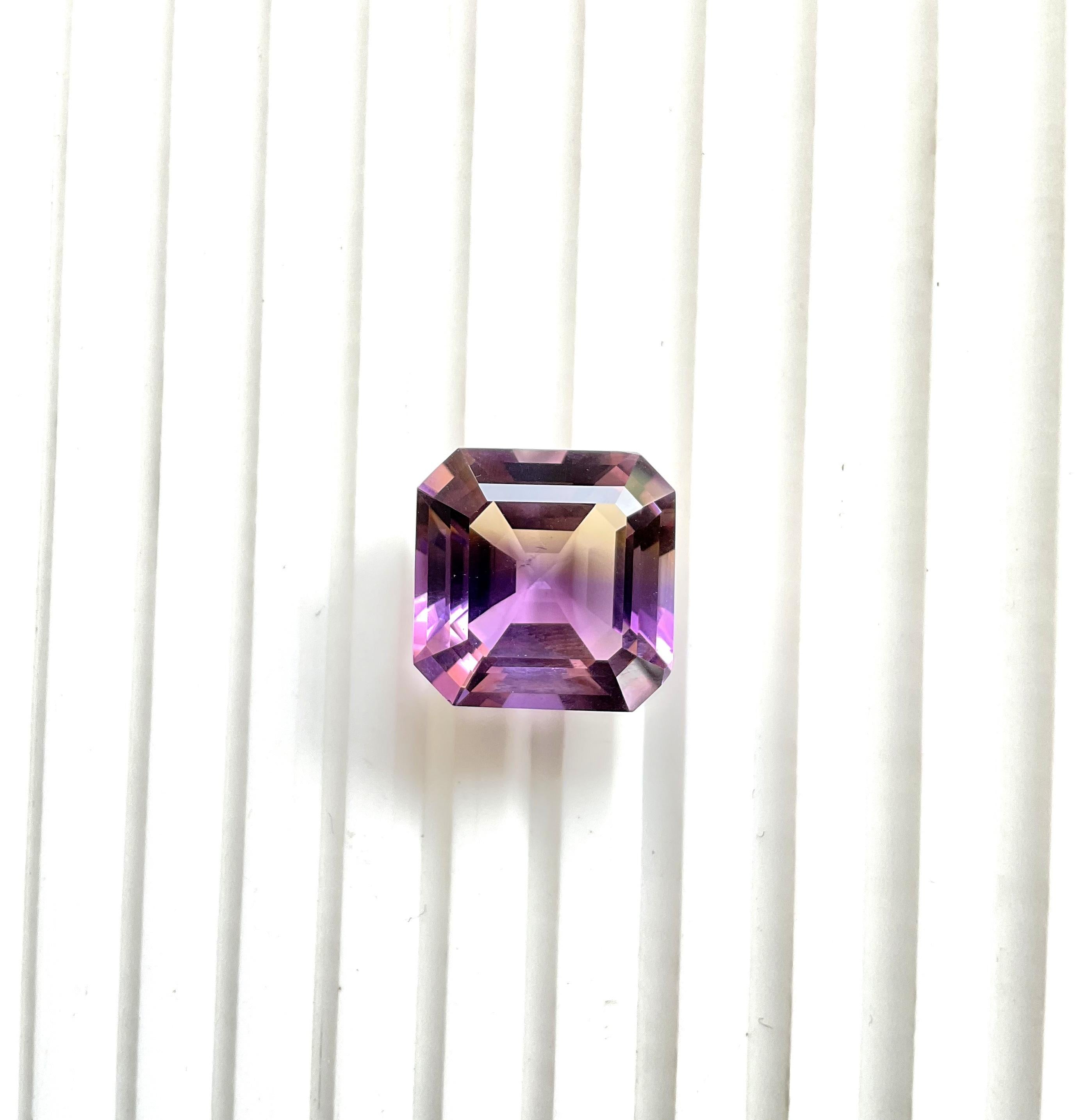 Loupe clean 20.85 cts Ametrine Step Faceted Cut Stone Per Gioielli Gemma Naturale in vendita 1