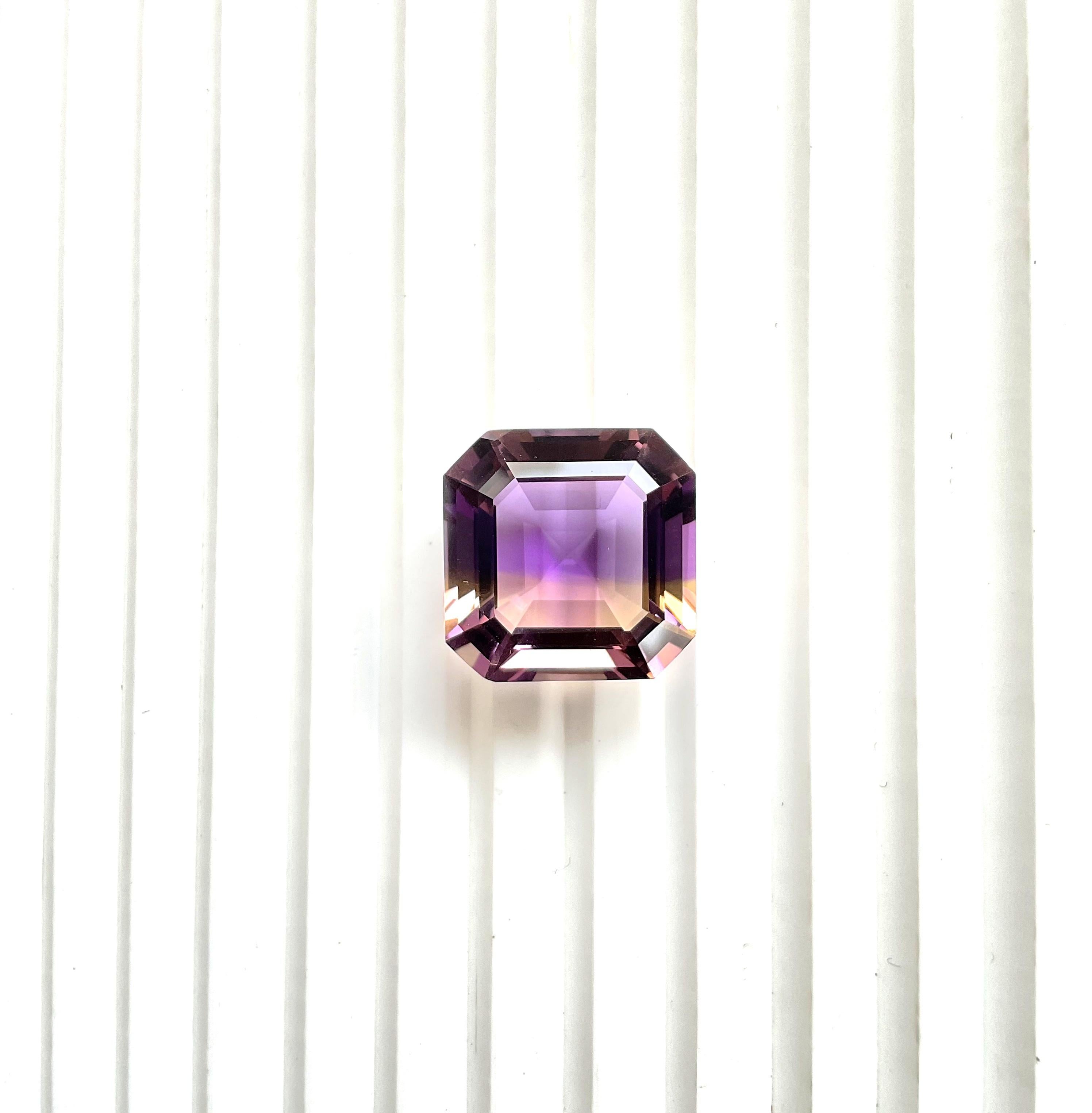 Loupe sauberer 22,10 Karat großer Ametrine-Stein im Step-Schliff für Schmuck, Naturstein (Art déco) im Angebot