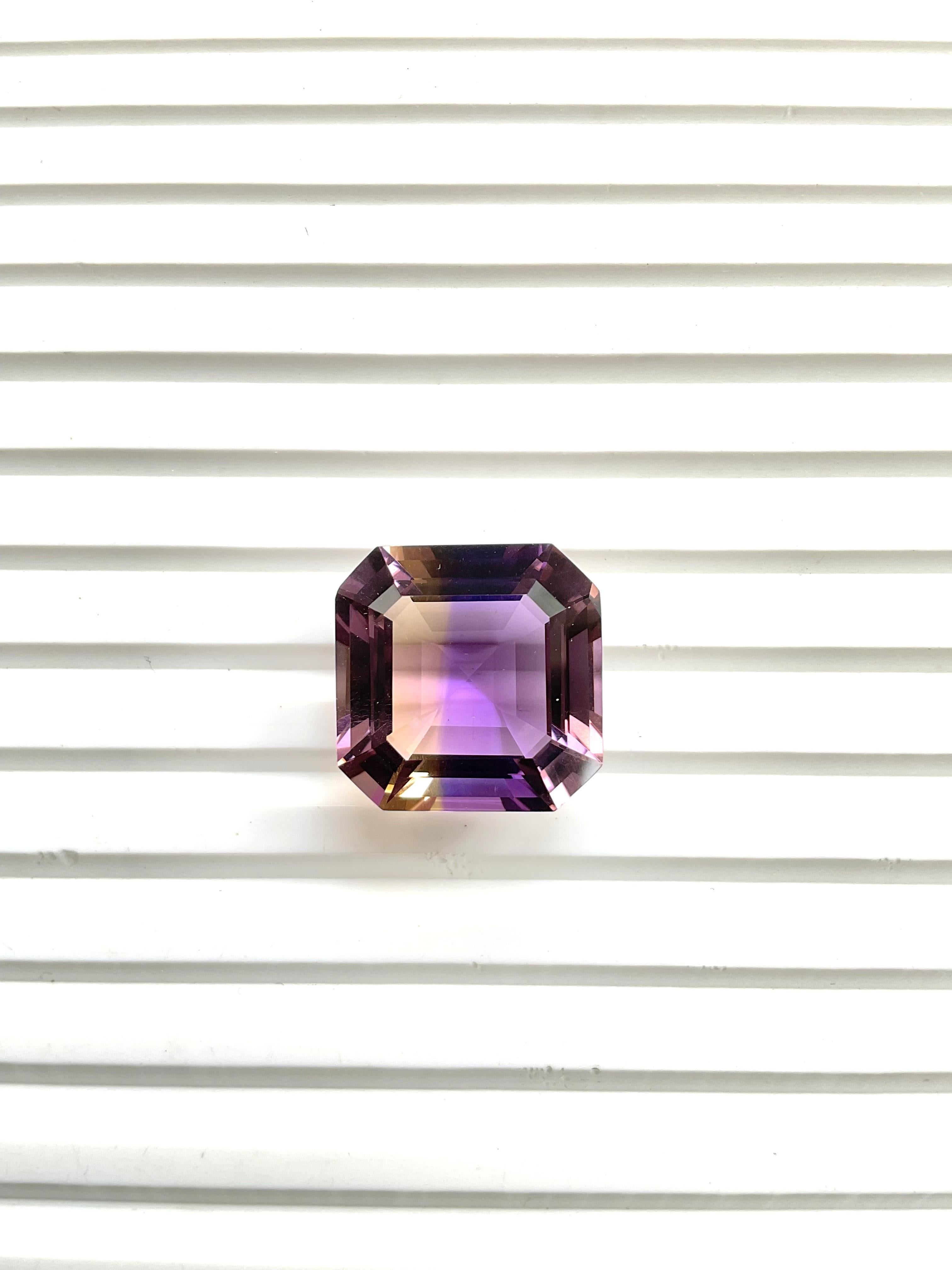 Art Deco Loupe clean 22.10 cts Big size Ametrine Step Cut Stone For Jewelry Natural Gem For Sale