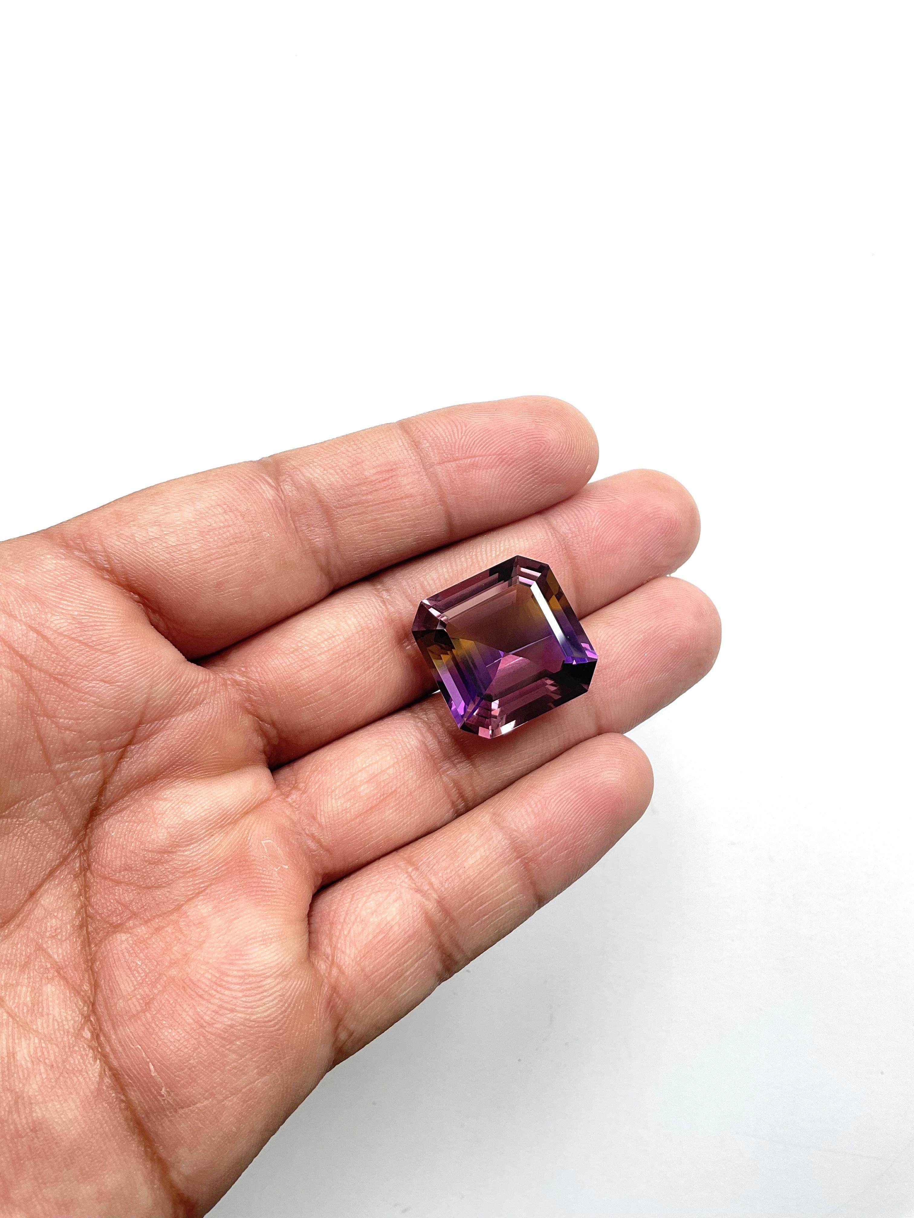 Loupe clean 30.88 cts Ametrine Cushion Faceted Cut Stone For Jewelry Natural Gem For Sale 1