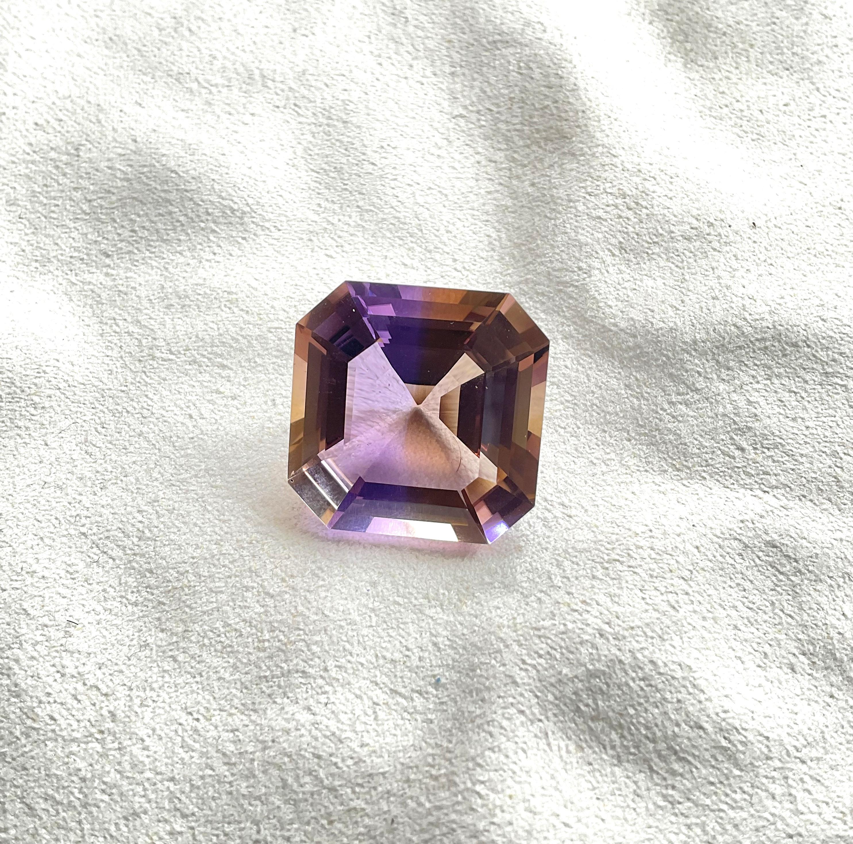 Art Deco Loupe clean 44.65 cts Ametrine Square Faceted Cut Stone For Jewelry Natural Gem For Sale