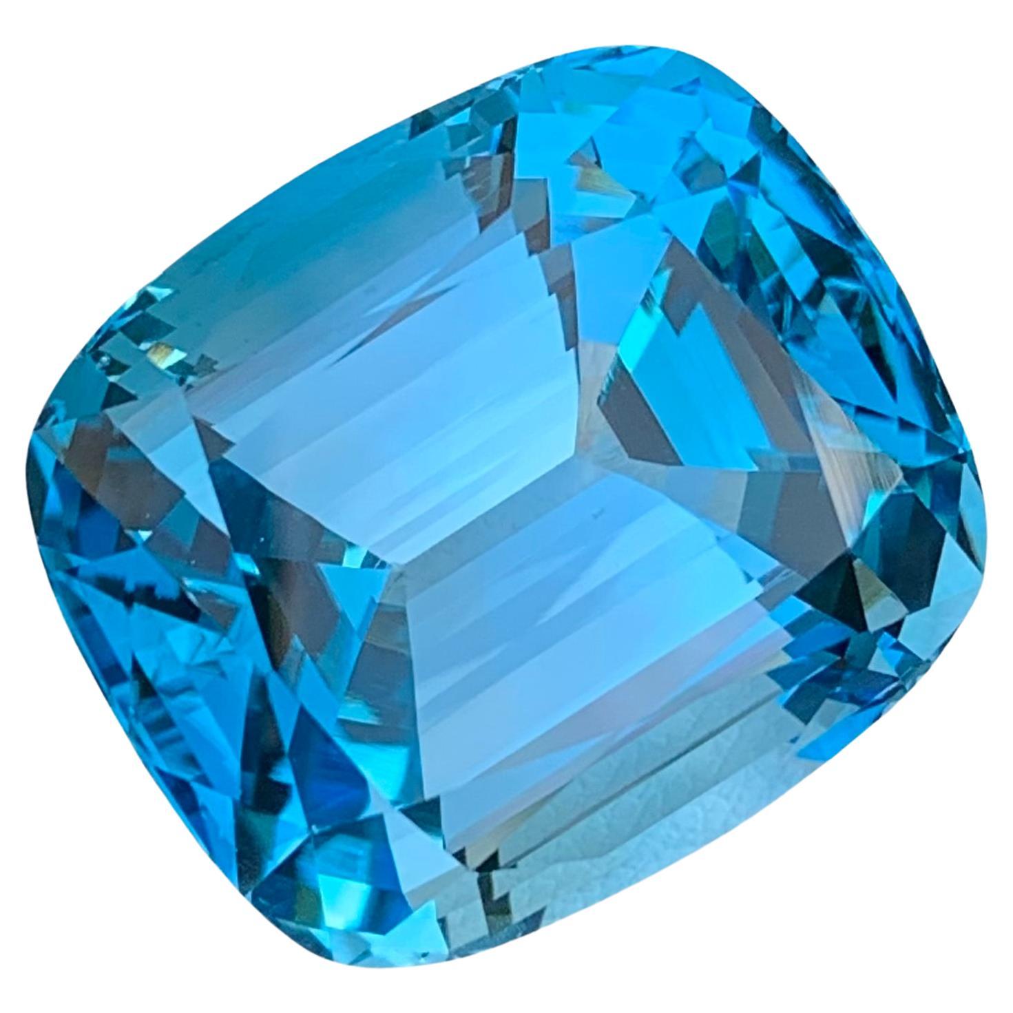 Loupe Clean 59.60 Carat Gigantic Faceted Swiss Blue Topaz Gemstone For Necklace