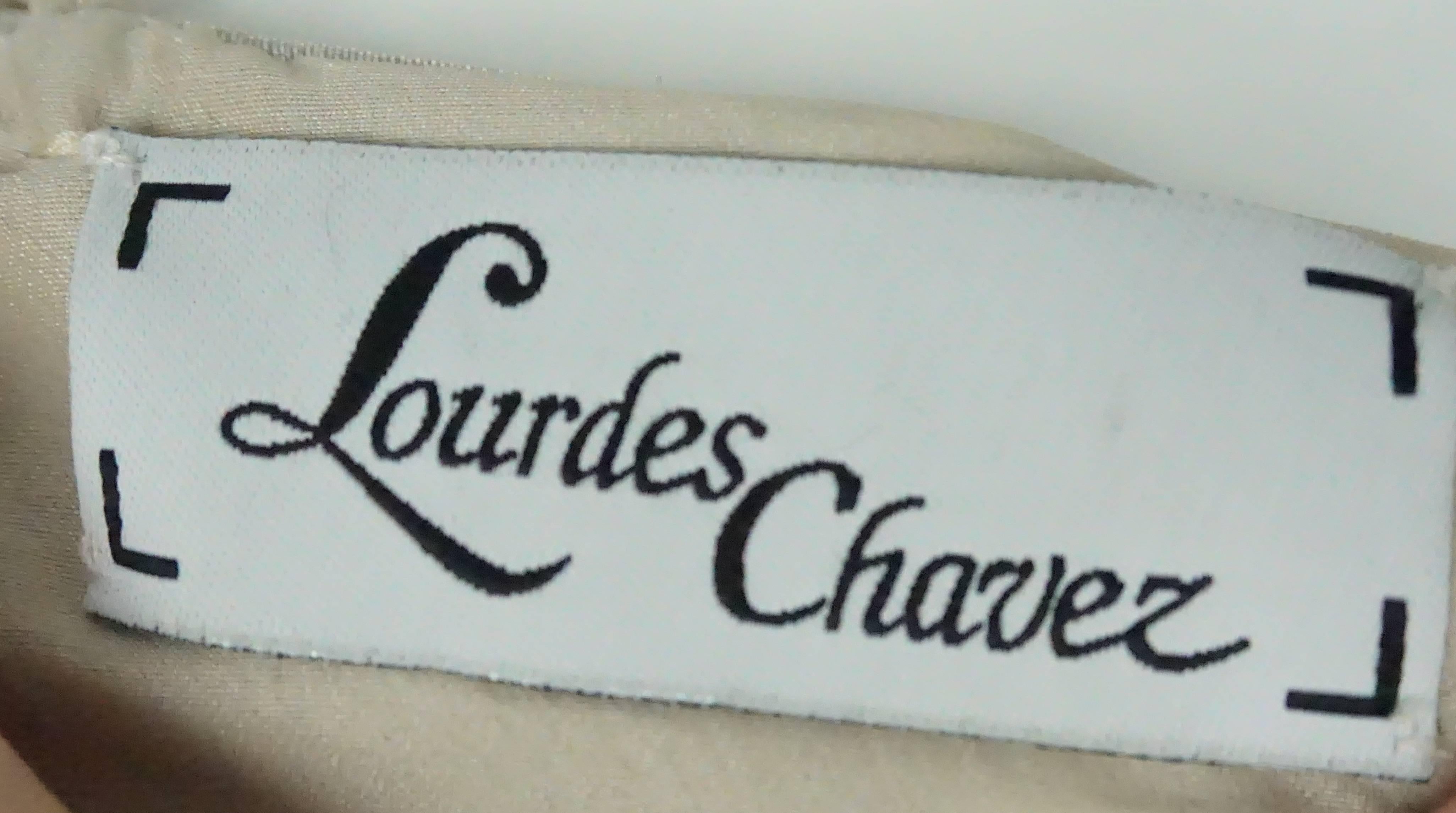 Lourdes Chavez Silver Sequin Gown  In Excellent Condition In West Palm Beach, FL