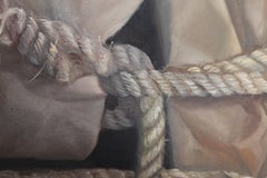 Paper and Rope, Framed Photorealist Oil Painting by Lourdes Leon