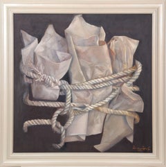 "Paper and Rope", Framed Oil Painting by Lourdes Leon, 2002