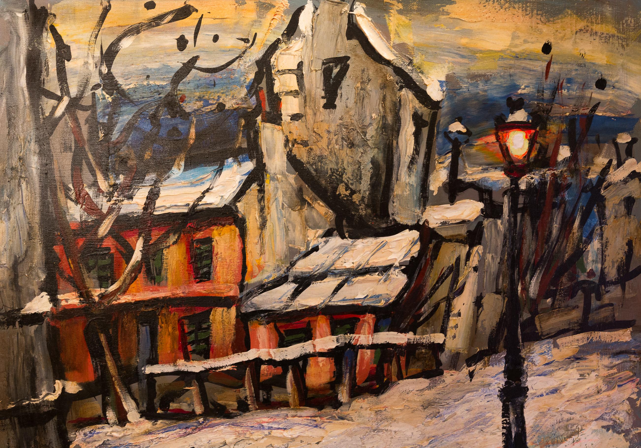 Lourenco Armand Oil on Canvas Montmartre, 1920 Le Lapin Agile In Excellent Condition For Sale In Saint Ouen, FR