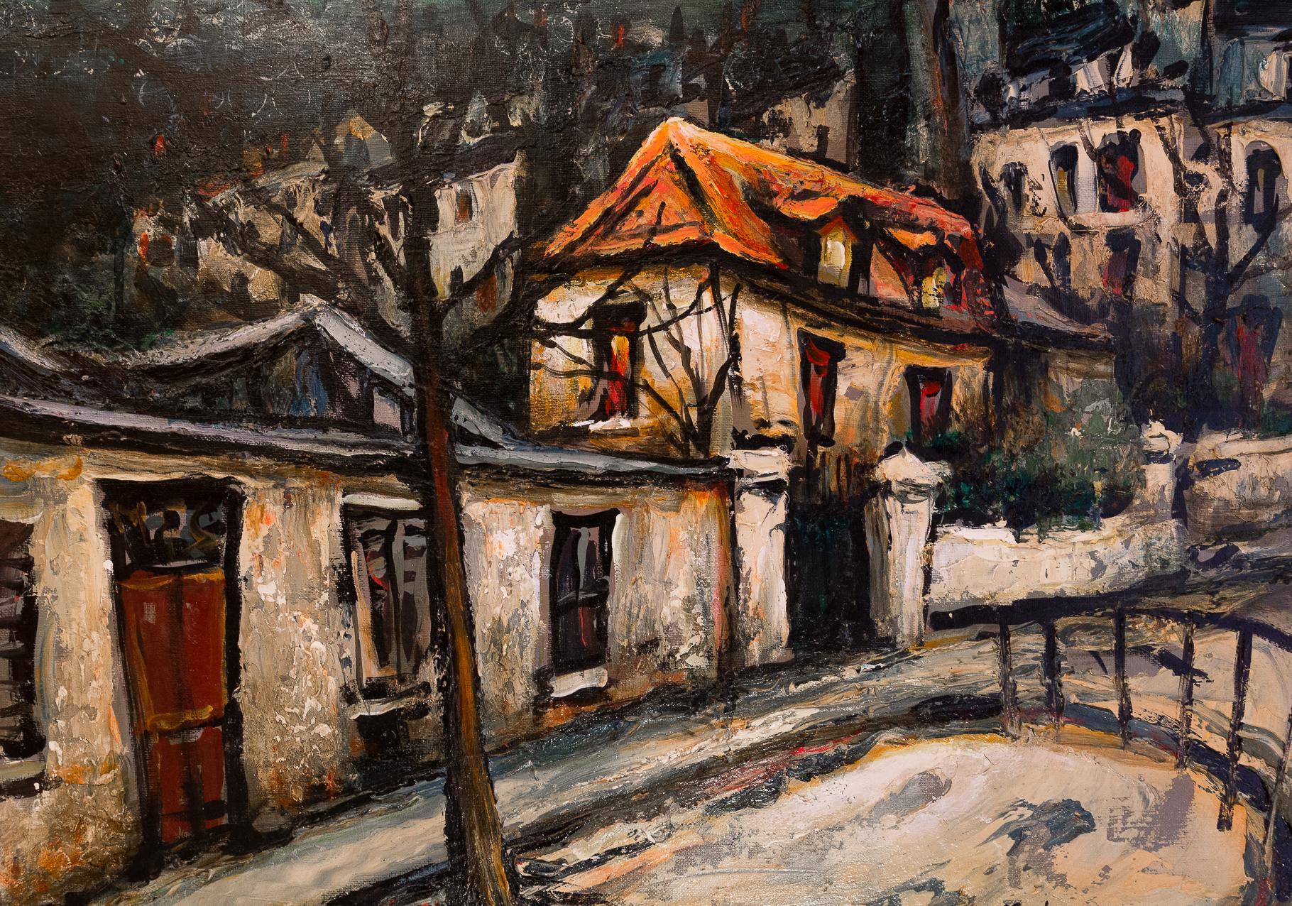 French Lourenco Armand Oil on Canvas Montmartre, 1920 Picasso House For Sale
