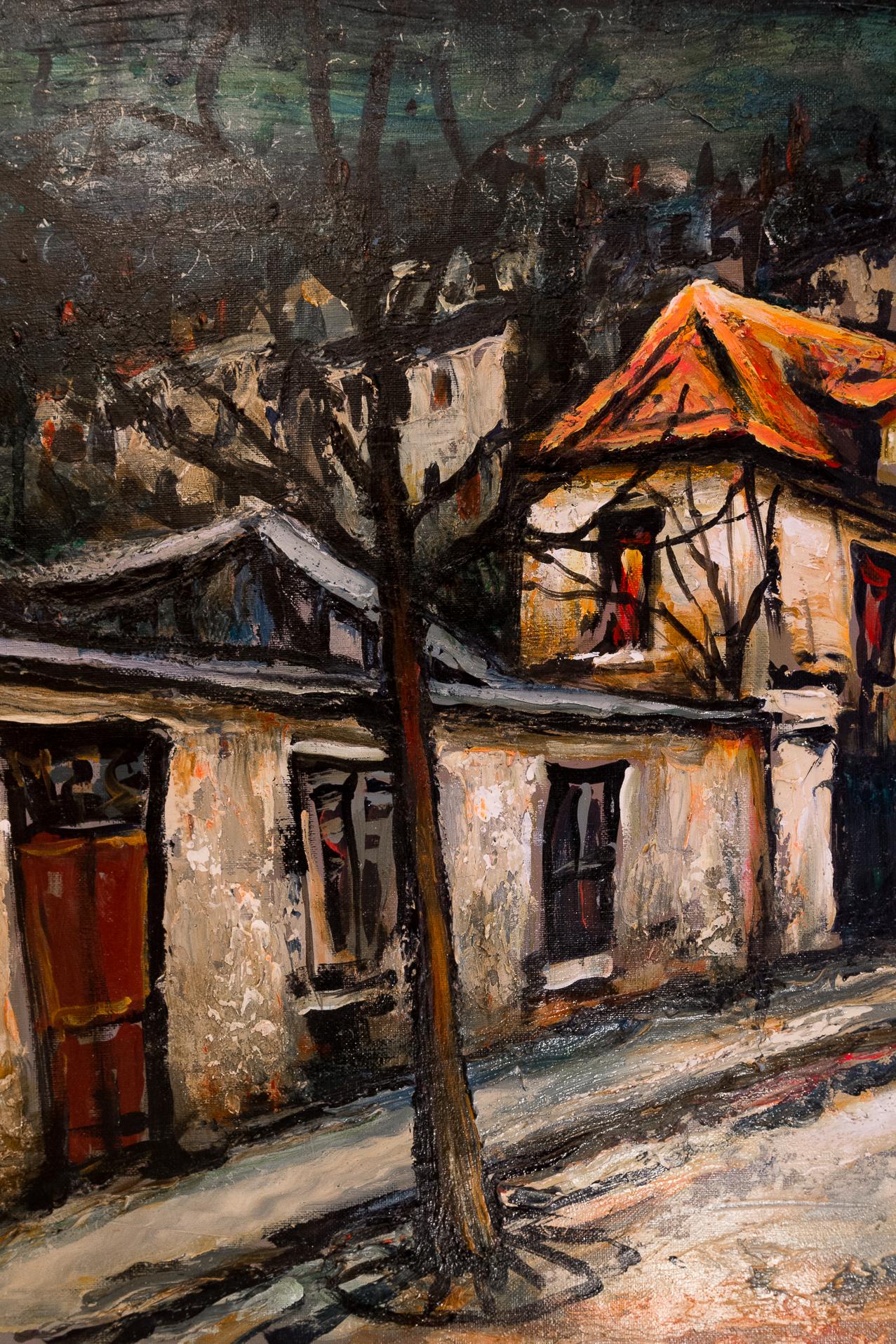 Oiled Lourenco Armand Oil on Canvas Montmartre, 1920 Picasso House For Sale