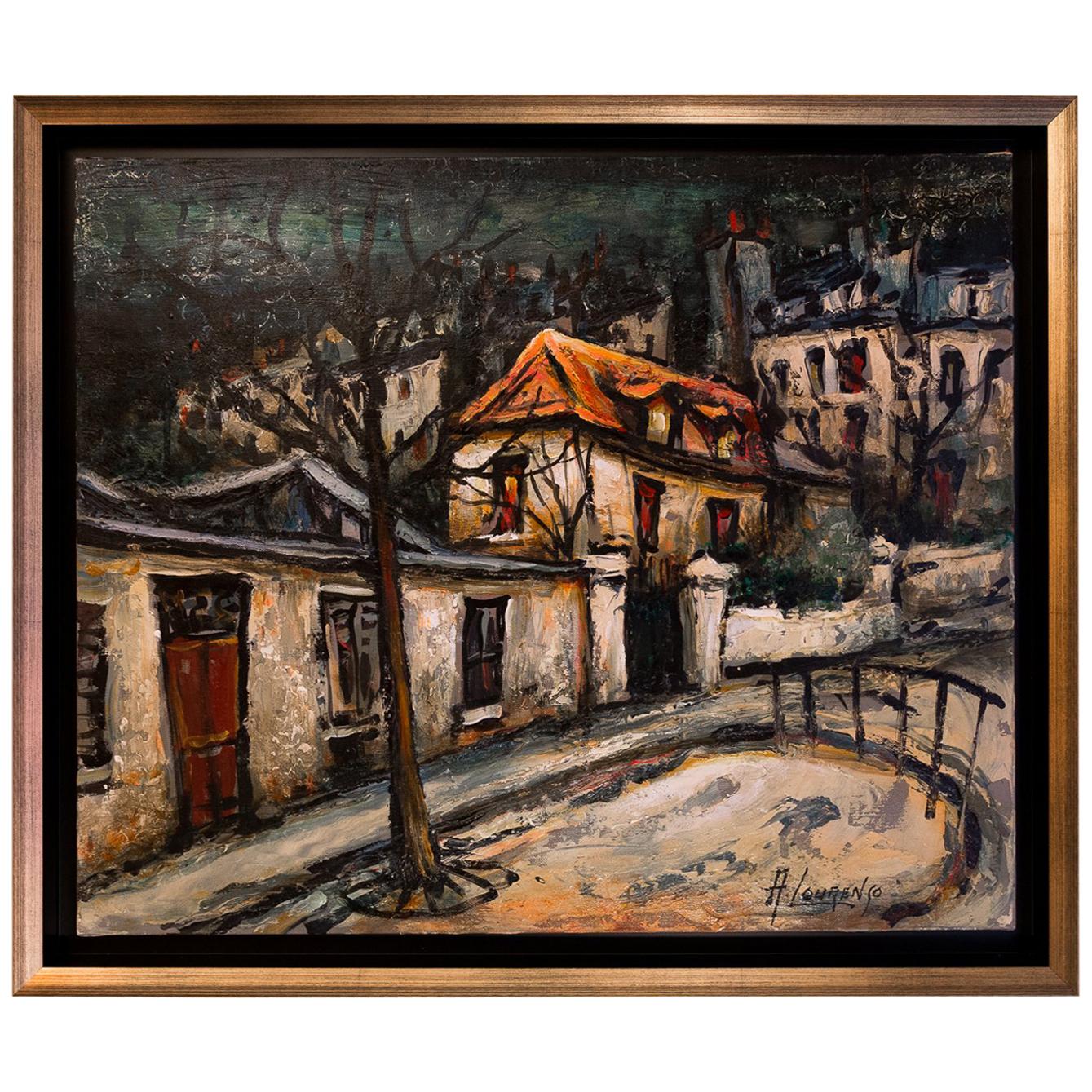 Lourenco Armand Oil on Canvas Montmartre, 1920 Picasso House For Sale
