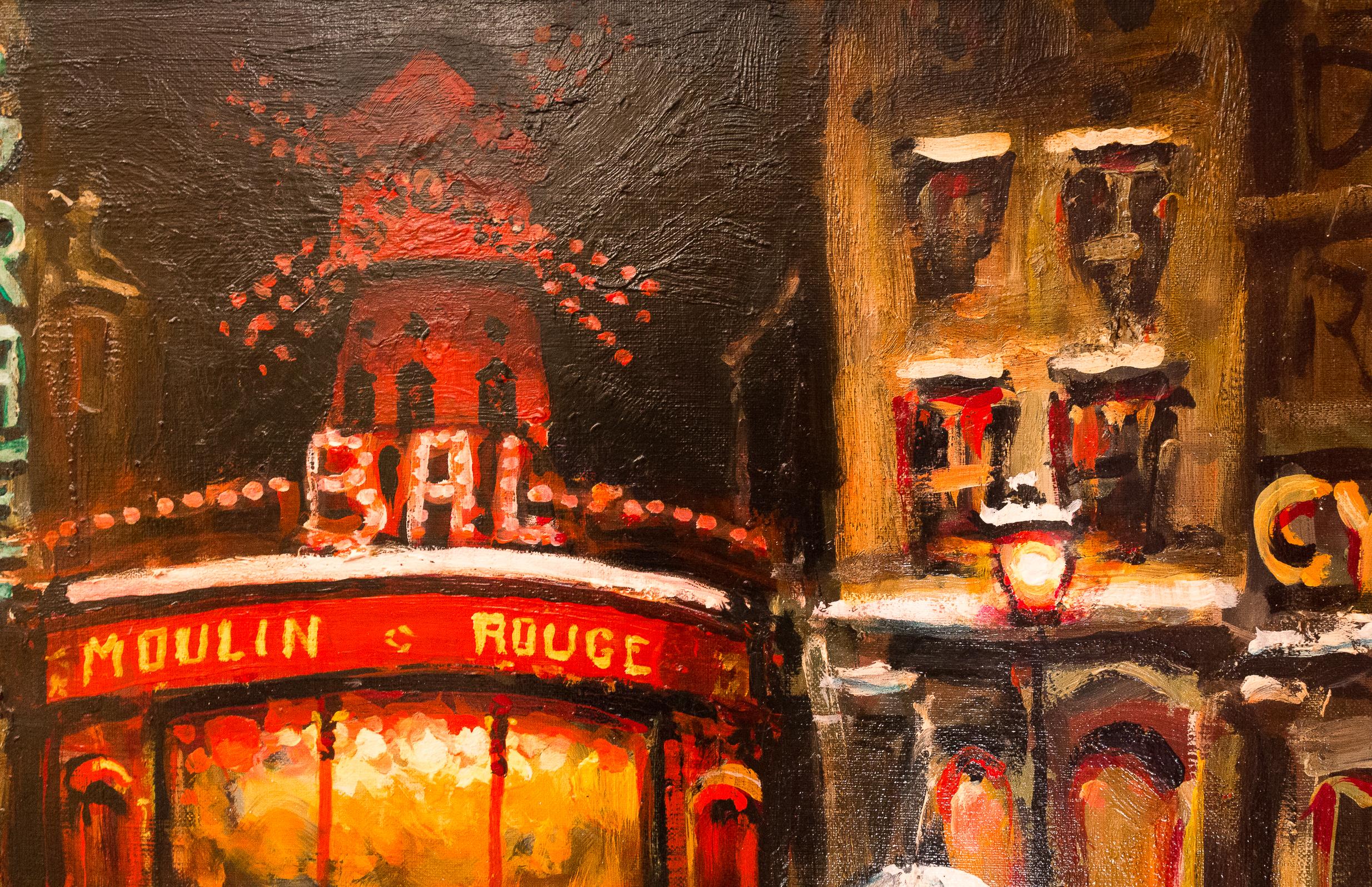 Lourenco Armand Oil on Canvas Paris View of the Moulin Rouge For Sale 1