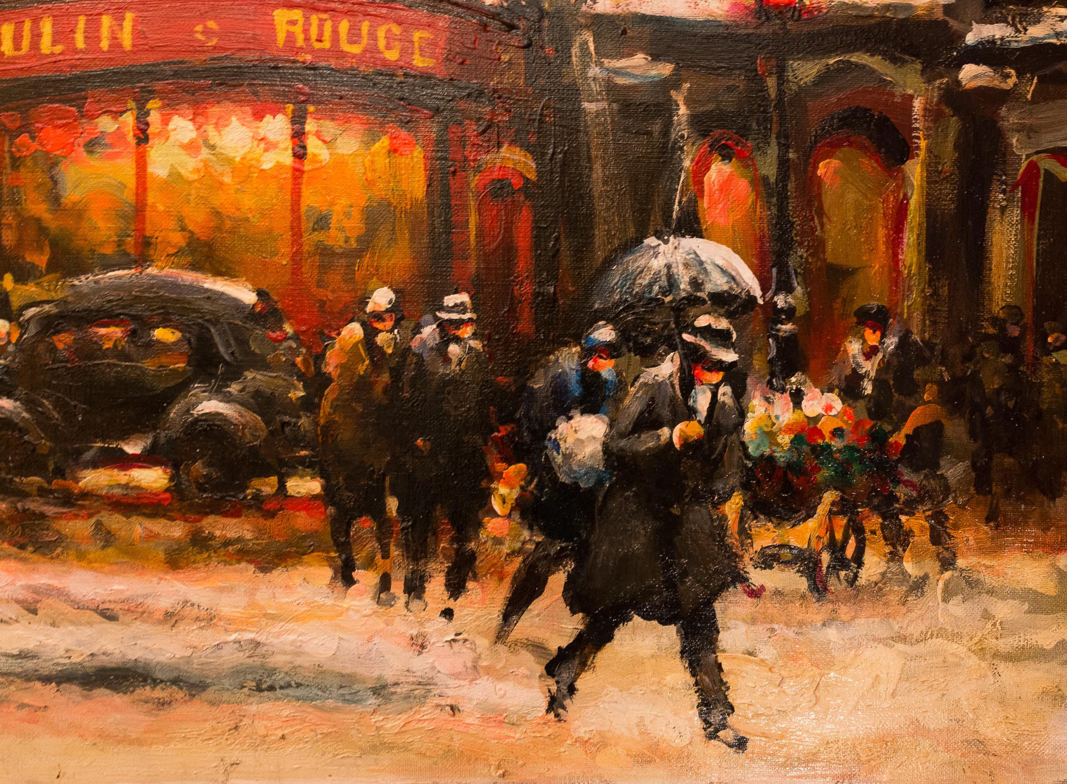Lourenco Armand Oil on Canvas Paris View of the Moulin Rouge For Sale 2