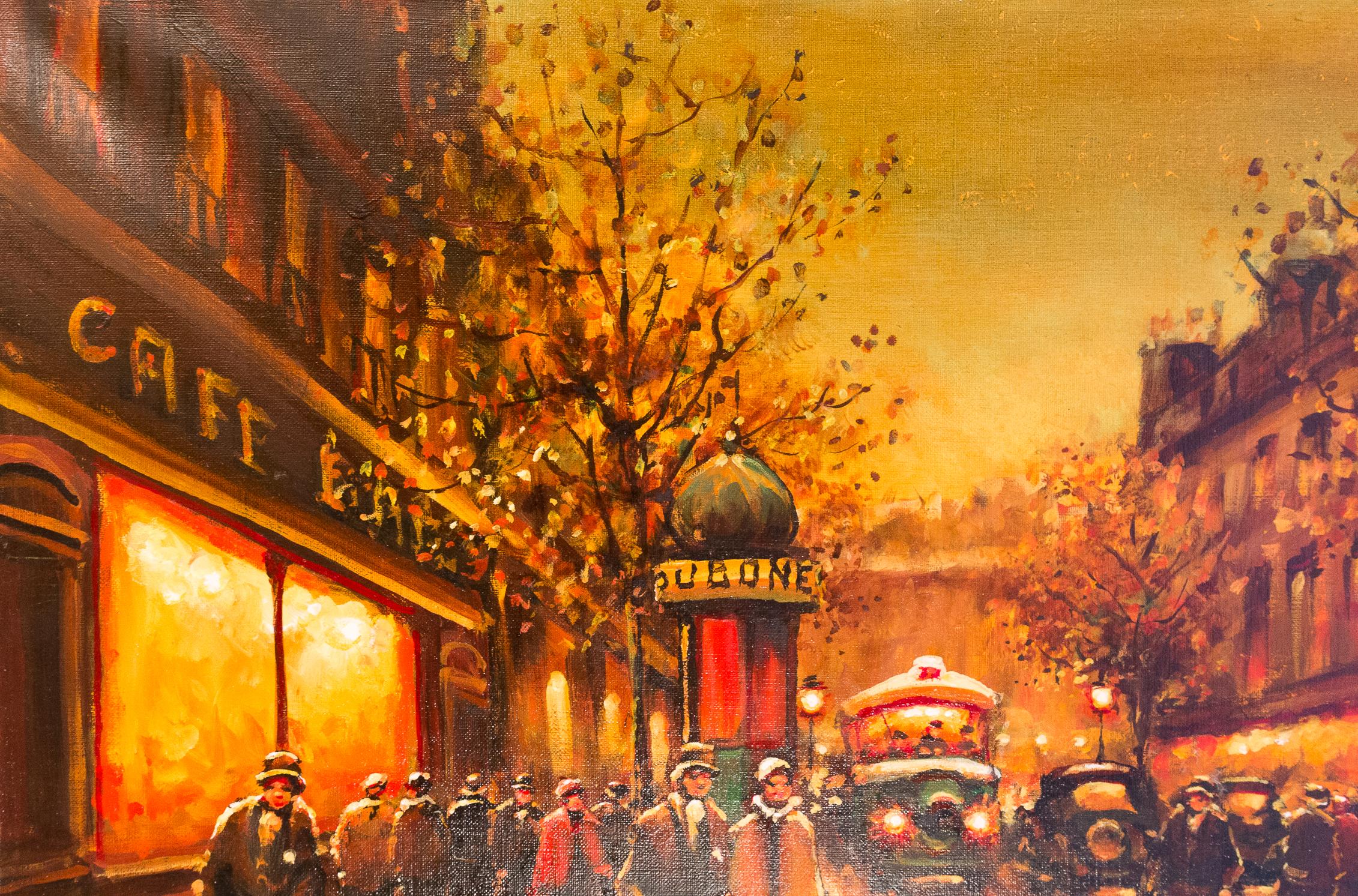 Oiled Lourenco Armand Oil on Canvas The Parisian Boulevard des Capucines
