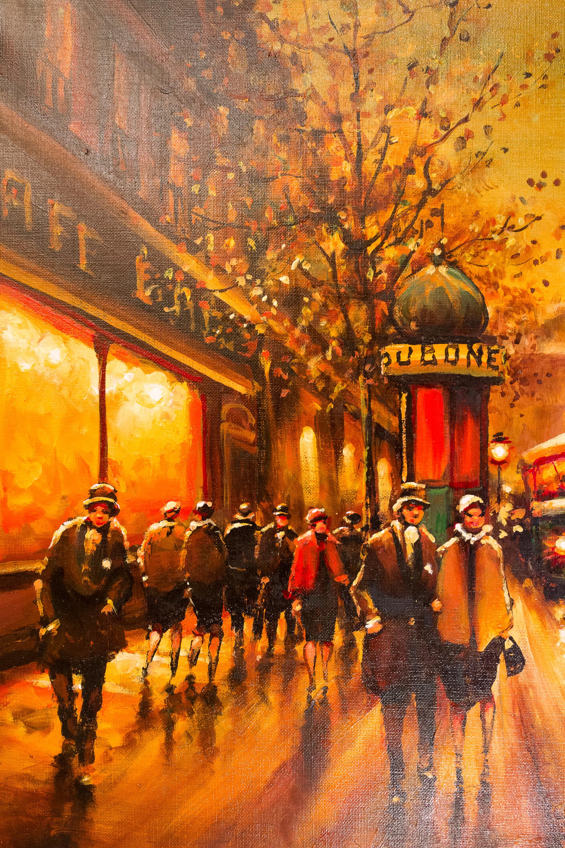 Lourenco Armand Oil on Canvas The Parisian Boulevard des Capucines In Excellent Condition In Saint Ouen, FR