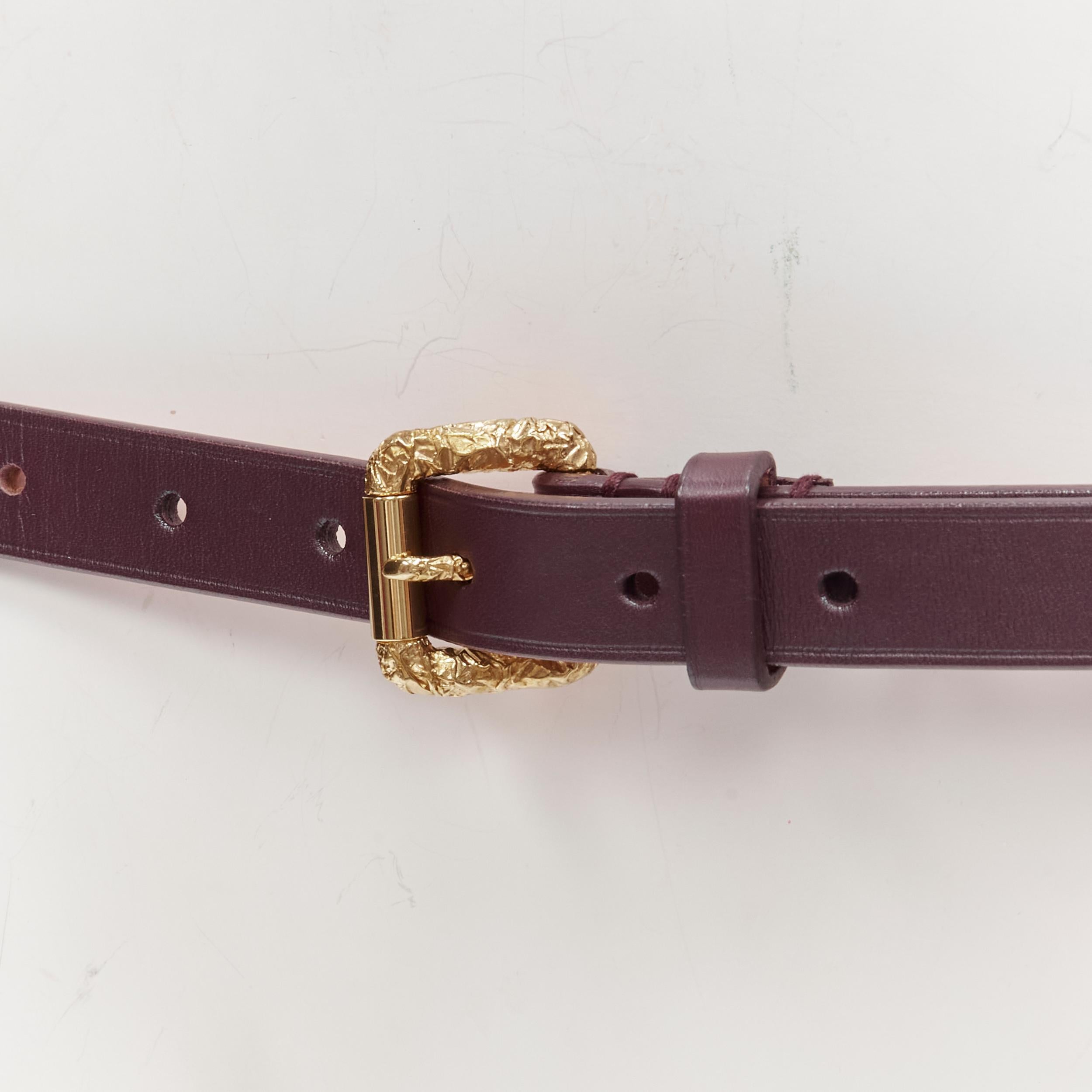 LOUS VUITTON gold tone hammered textured buckle brown leather belt 90cm 36