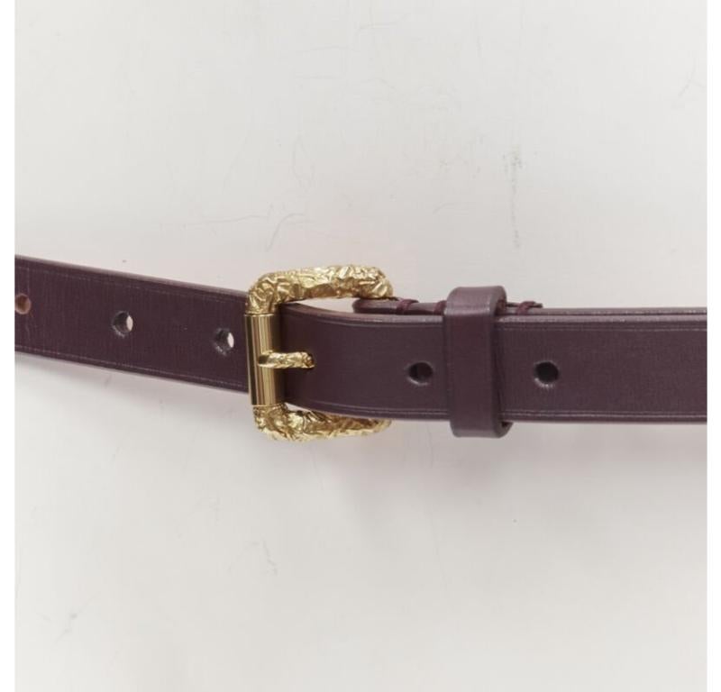 LOUS VUITTON cintura in pelle marrone con fibbia martellata tono oro 90cm 36