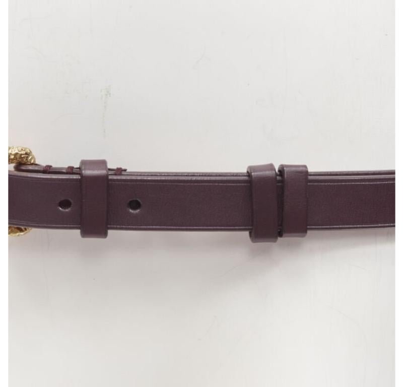 LOUS VUITTON cintura in pelle marrone con fibbia martellata tono oro 90cm 36