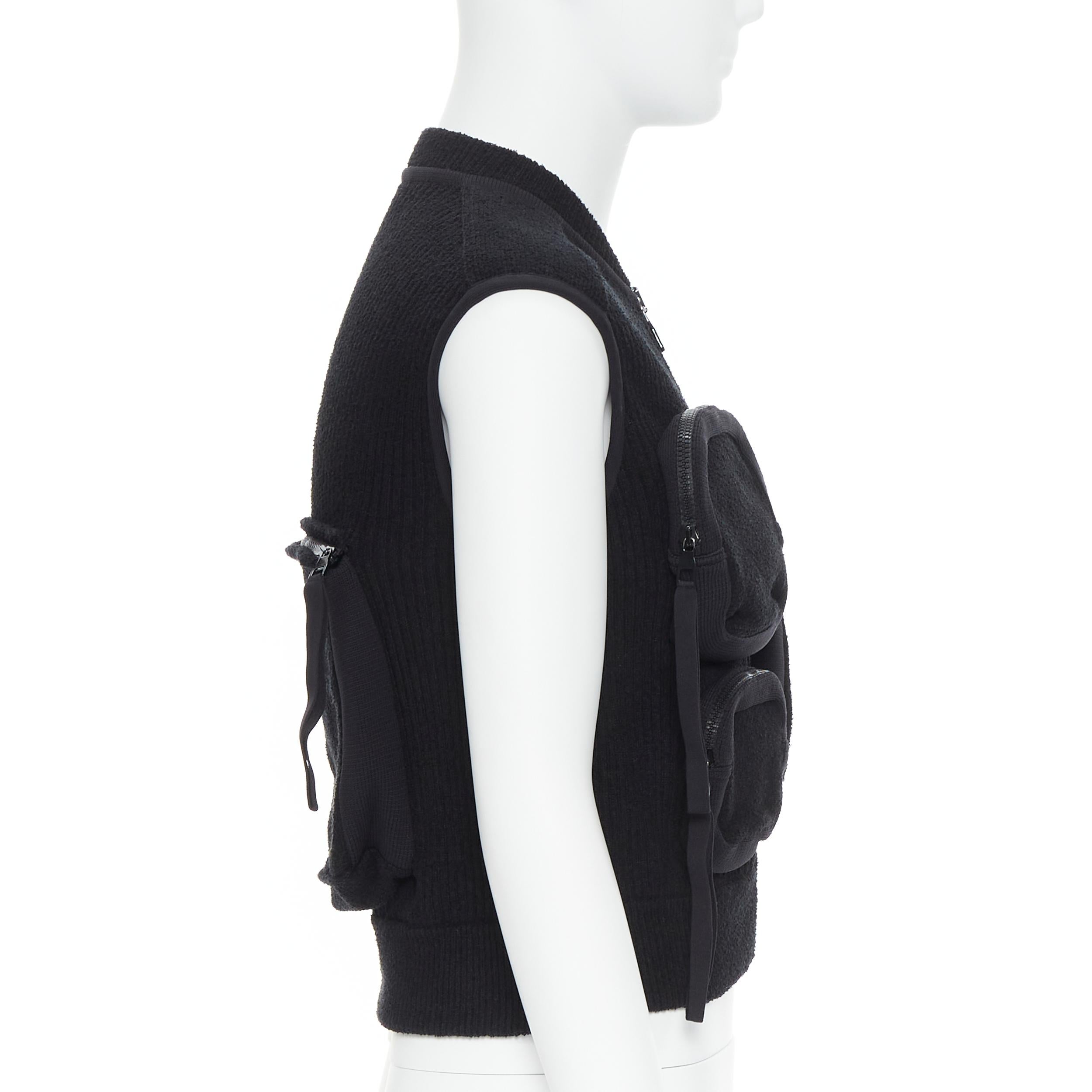 Black LOUS VUITTON Virgil Abloh Multi 3D Pocket utility zip pocket ribbed zip vest M