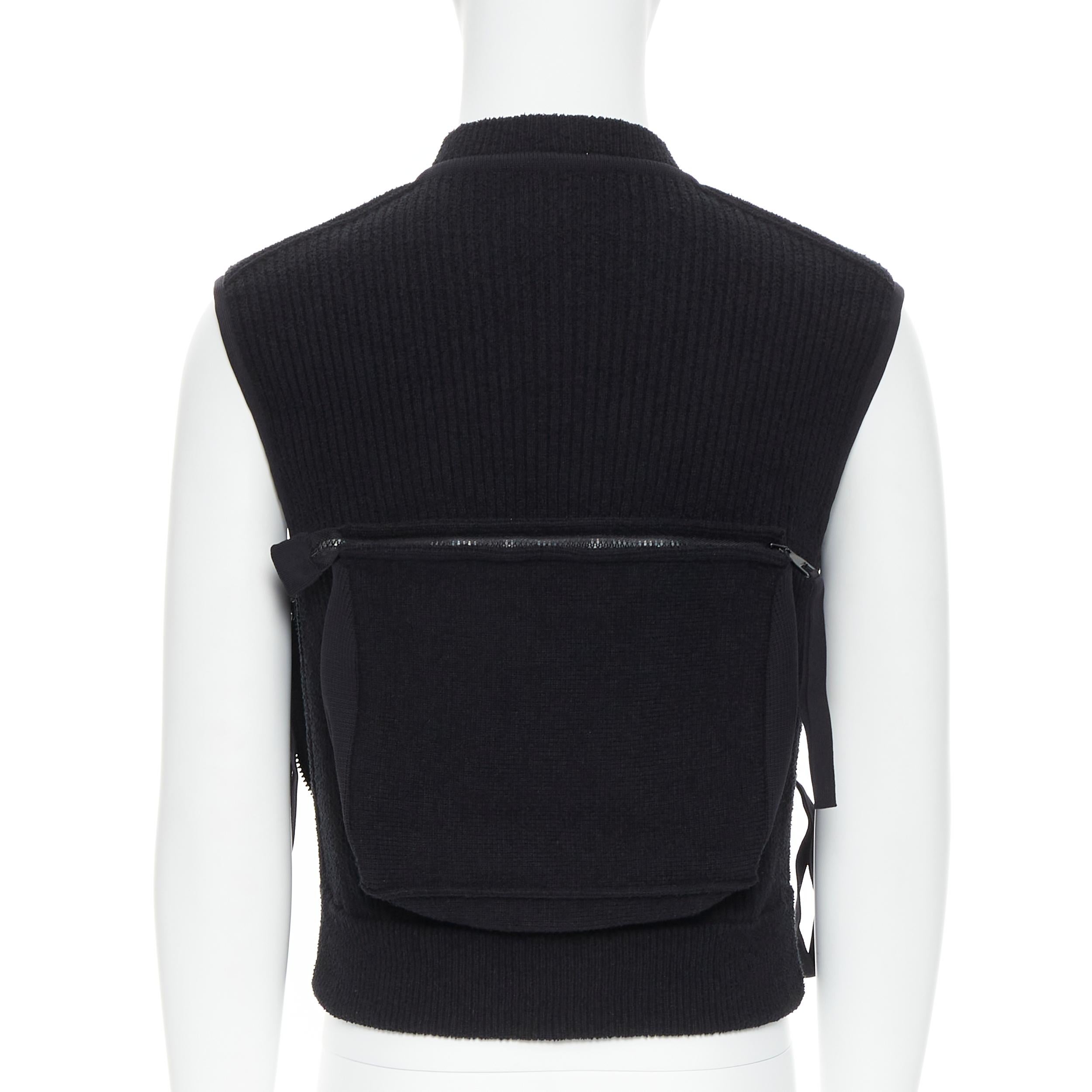 Black LOUS VUITTON Virgil Abloh Multi 3D Pocket utility zip pocket ribbed zip vest M