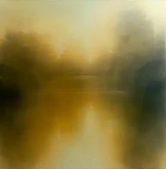 Golden August Waters-original abstract waterscape oil painting-contemporary Art