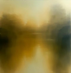 Golden August Waters- original abstract waterscape oil painting - modern art 