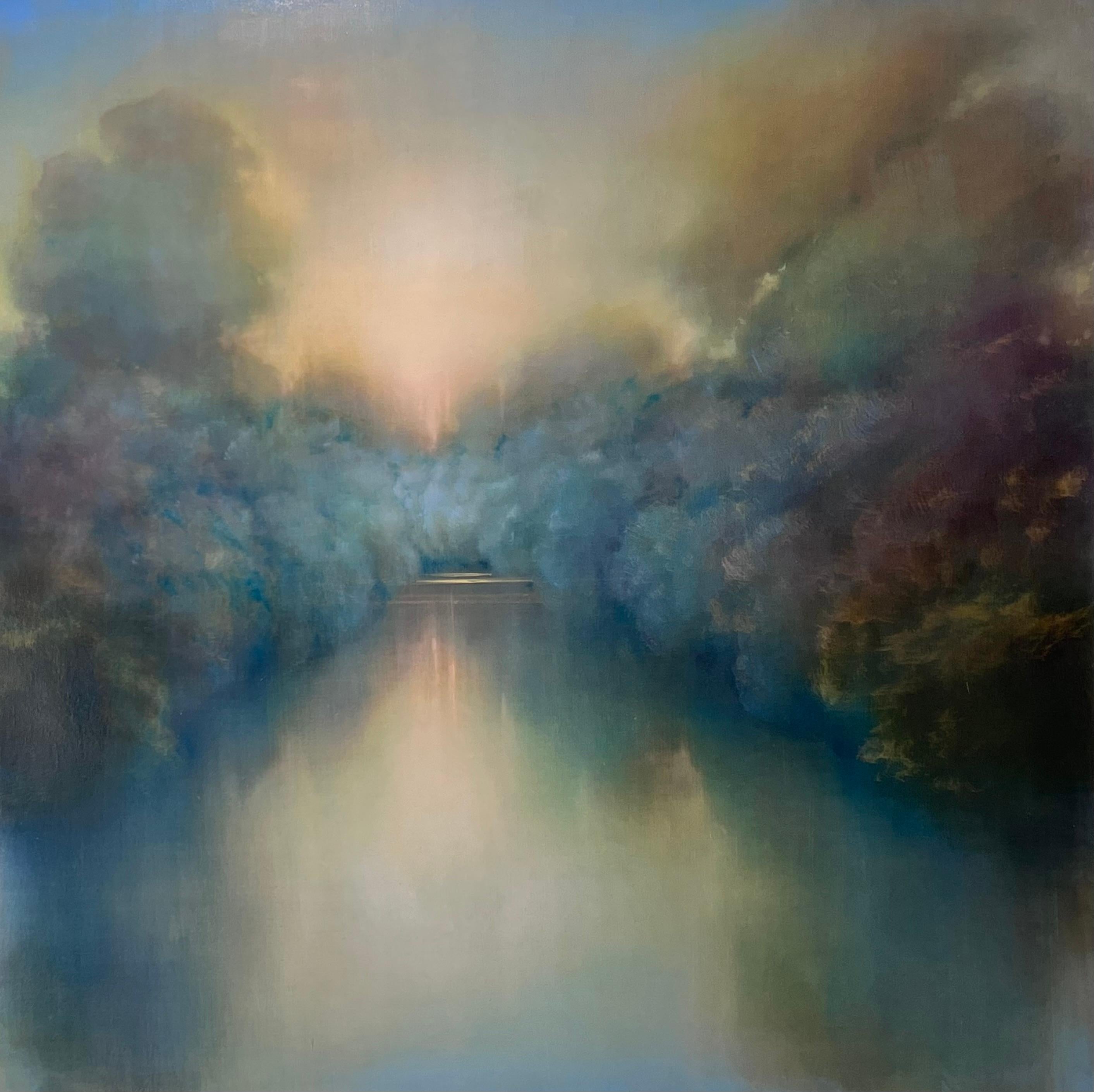 Louse Fairchild Landscape Painting - Listening Landscape-original abstract landscape-waterscape painting-contemporary