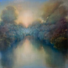 Listening Landscape-original abstrait paysage-waterscape painting-contemporary