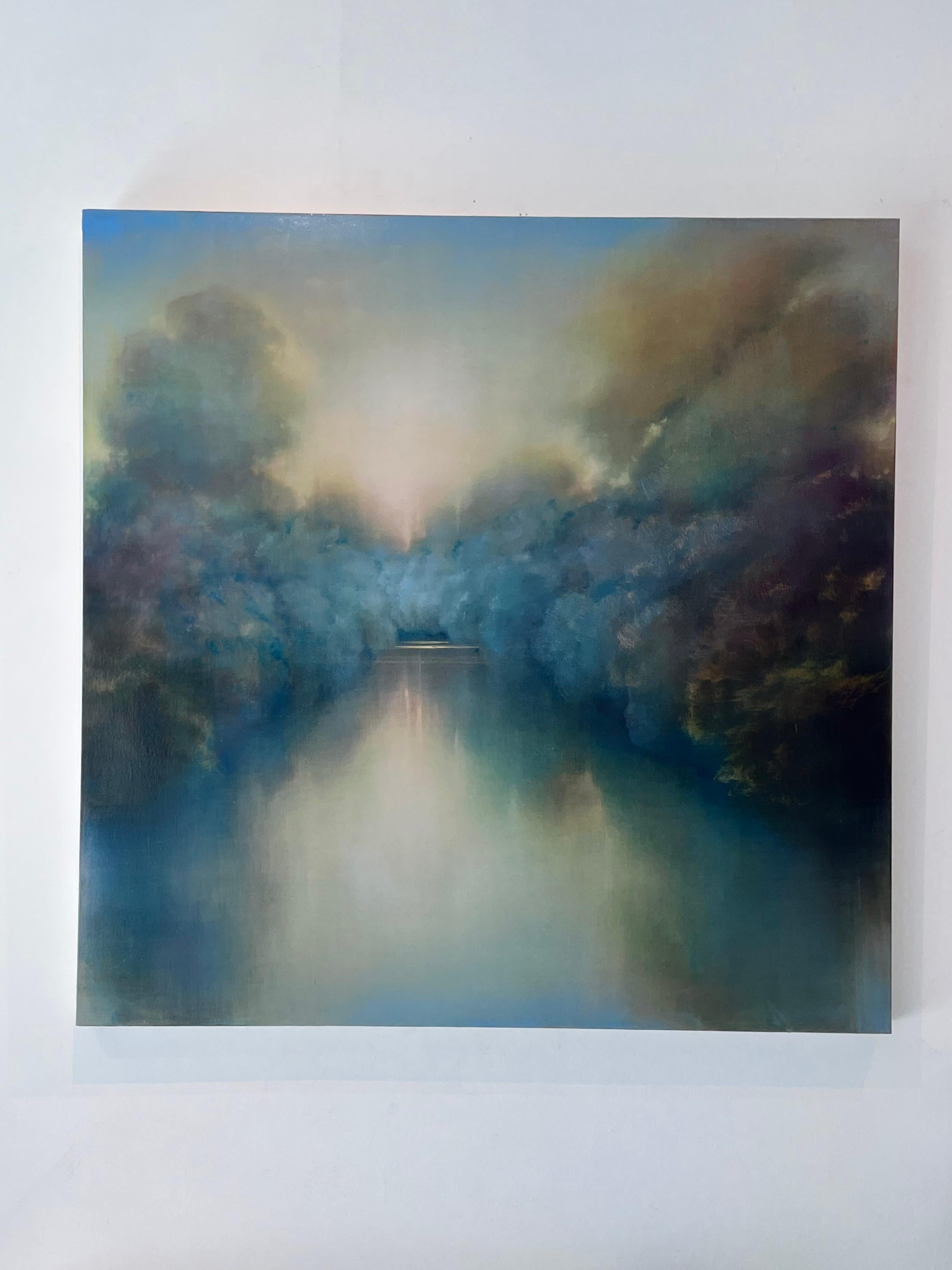 Paysage d'écoute - paysage original - paysage aquatique - peinture abstraite - contemporaine - Painting de Louse Fairchild