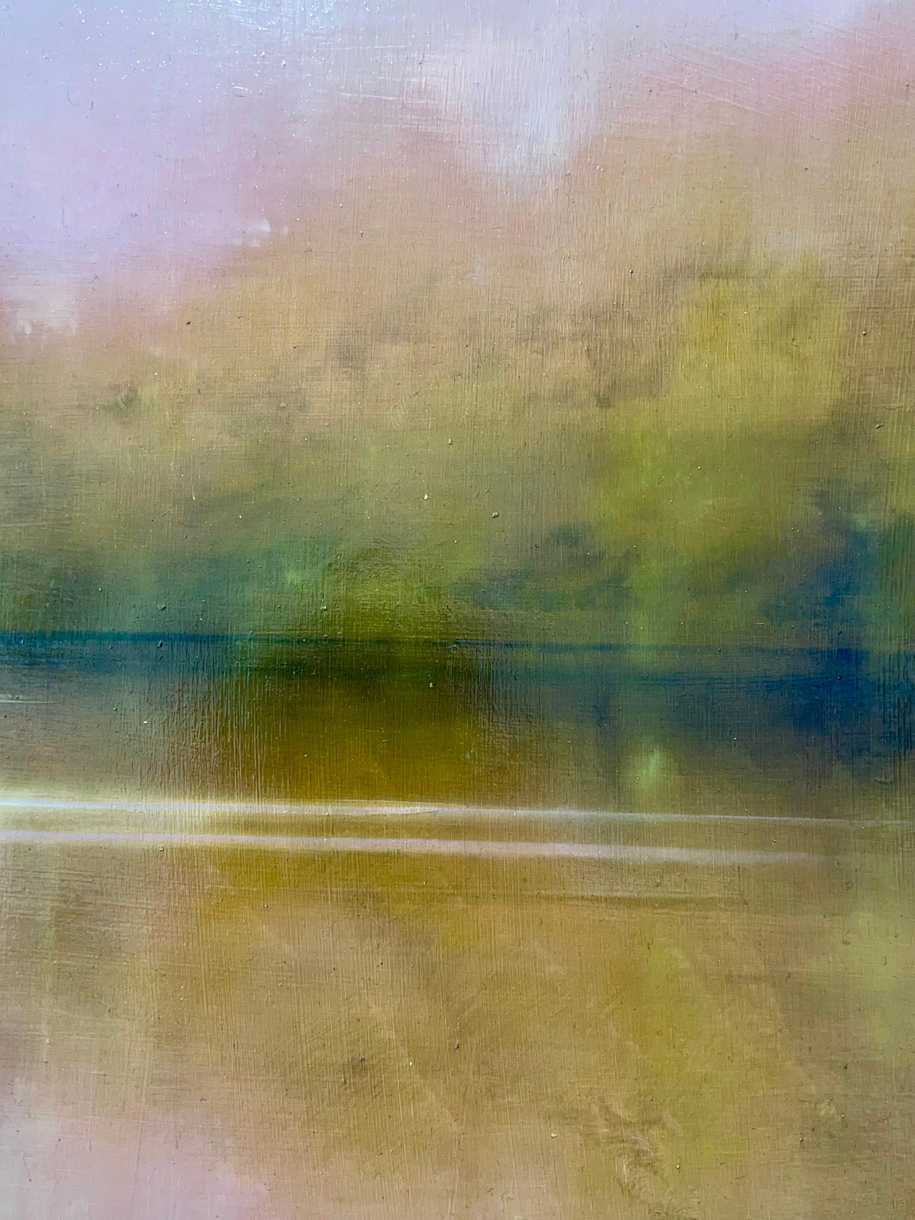 Meandering Waters – originales abstraktes Landschafts-Ölgemälde in Öl – zeitgenössische Kunst (Braun), Landscape Painting, von Louse Fairchild