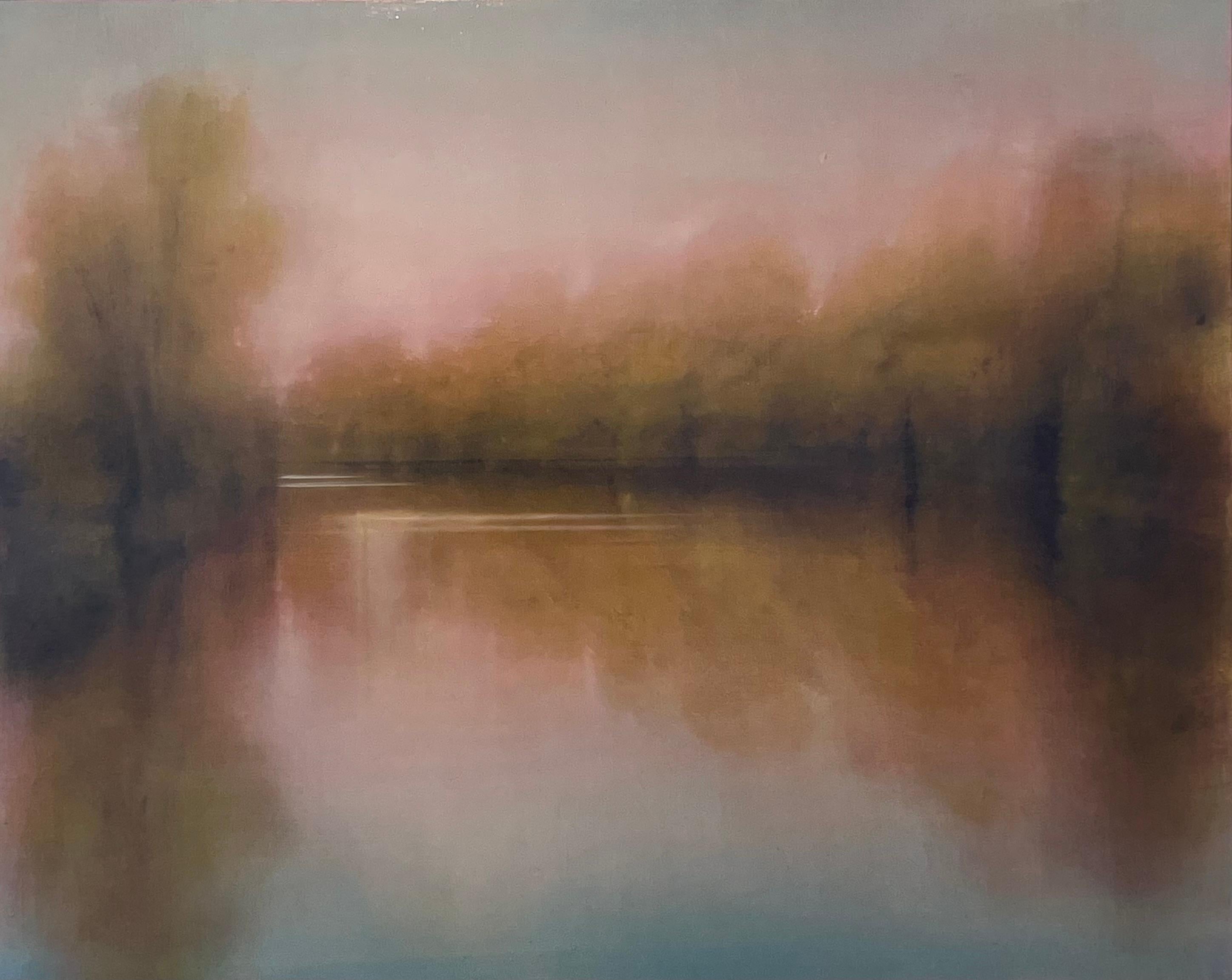 Louse Fairchild Landscape Painting - Meandering Waters- original abstract landscape oil painting -Contemporart art