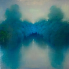 Riverside Quiet -original abstract river landscape oil painting-contemporary art