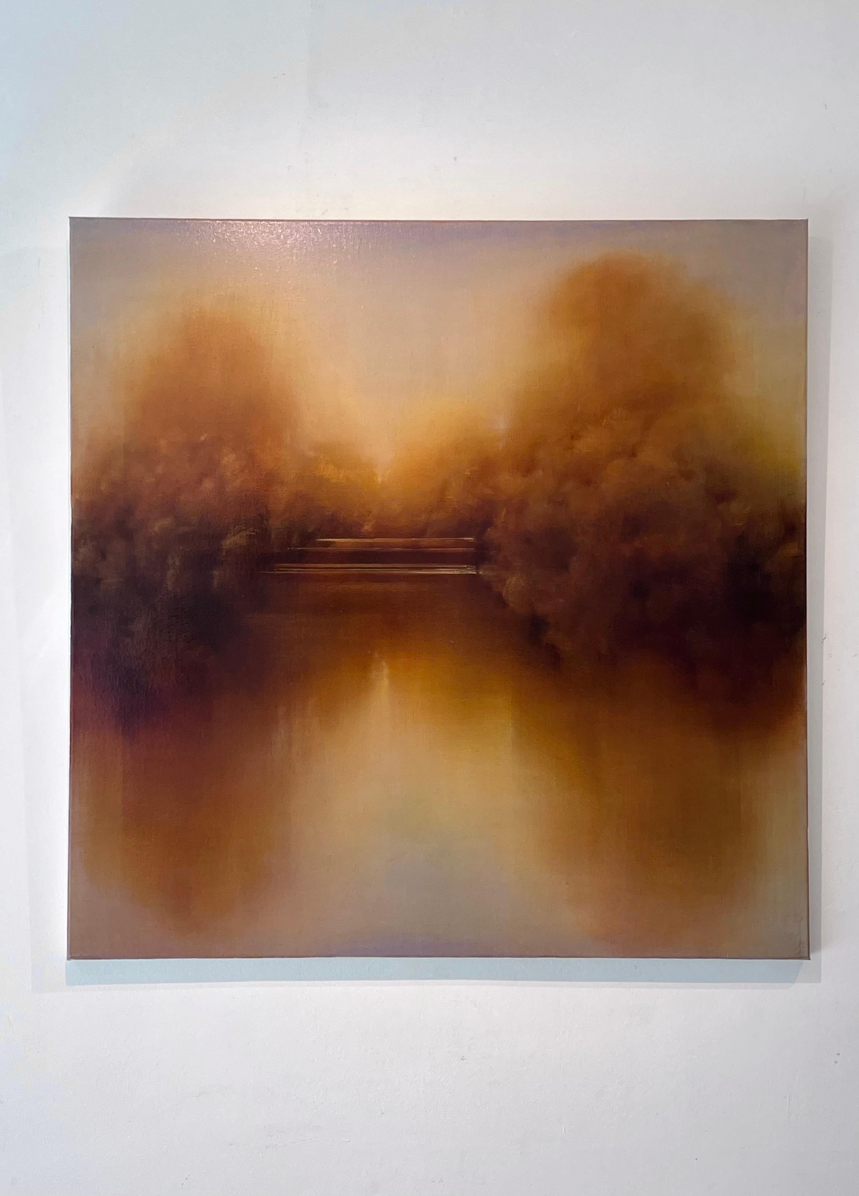 Sienna Evening Reflection-original Abstraktes Landschaftsgemälde-zeitgenössische Kunst – Painting von Louse Fairchild