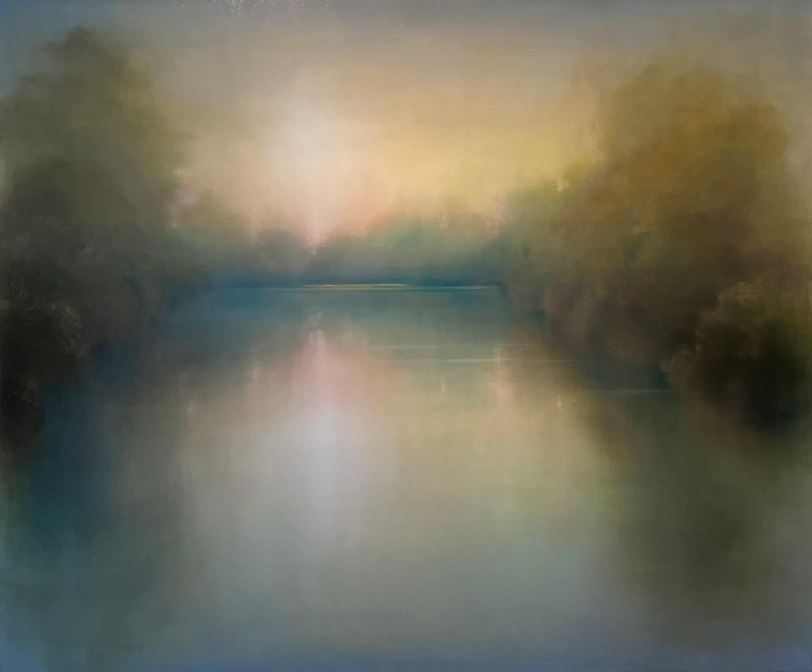 Still Morning - original abstract landscape oil painting - contemporary art 