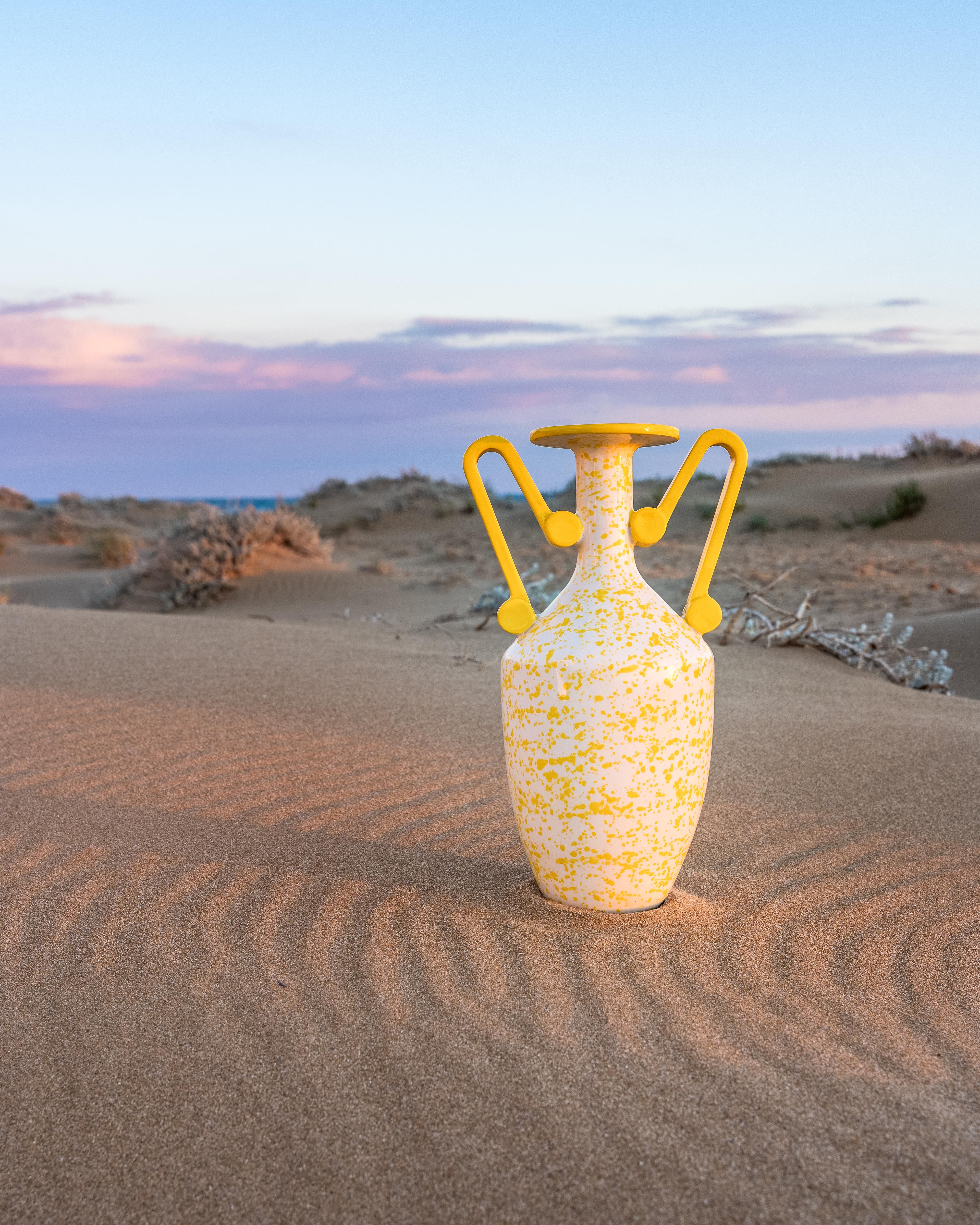Loutrophoros Decorative Vase in Yellow Marbled Ceramic by Stella Orlandino
Dimensions: D 24 x W 24 x H 24 cm.
Materials: Ceramic.

Loutrophoros is part of the 
