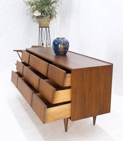 Louver Front 9 Drawers Long Credenza Dresser American Mid-Century Modern Mint!