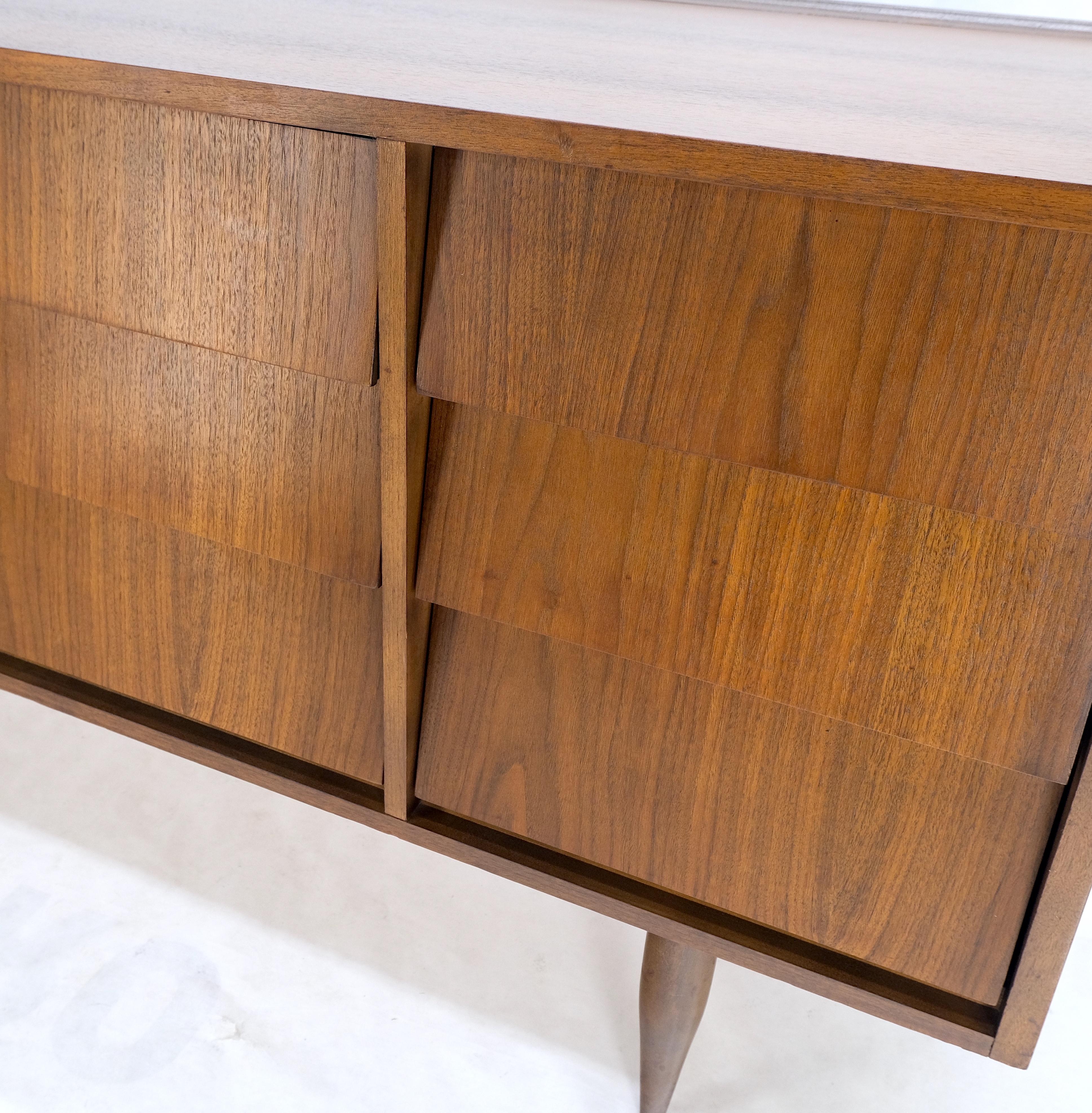 Lacquered Louver Front 9 Drawers Long Credenza Dresser American Mid-Century Modern Mint! For Sale