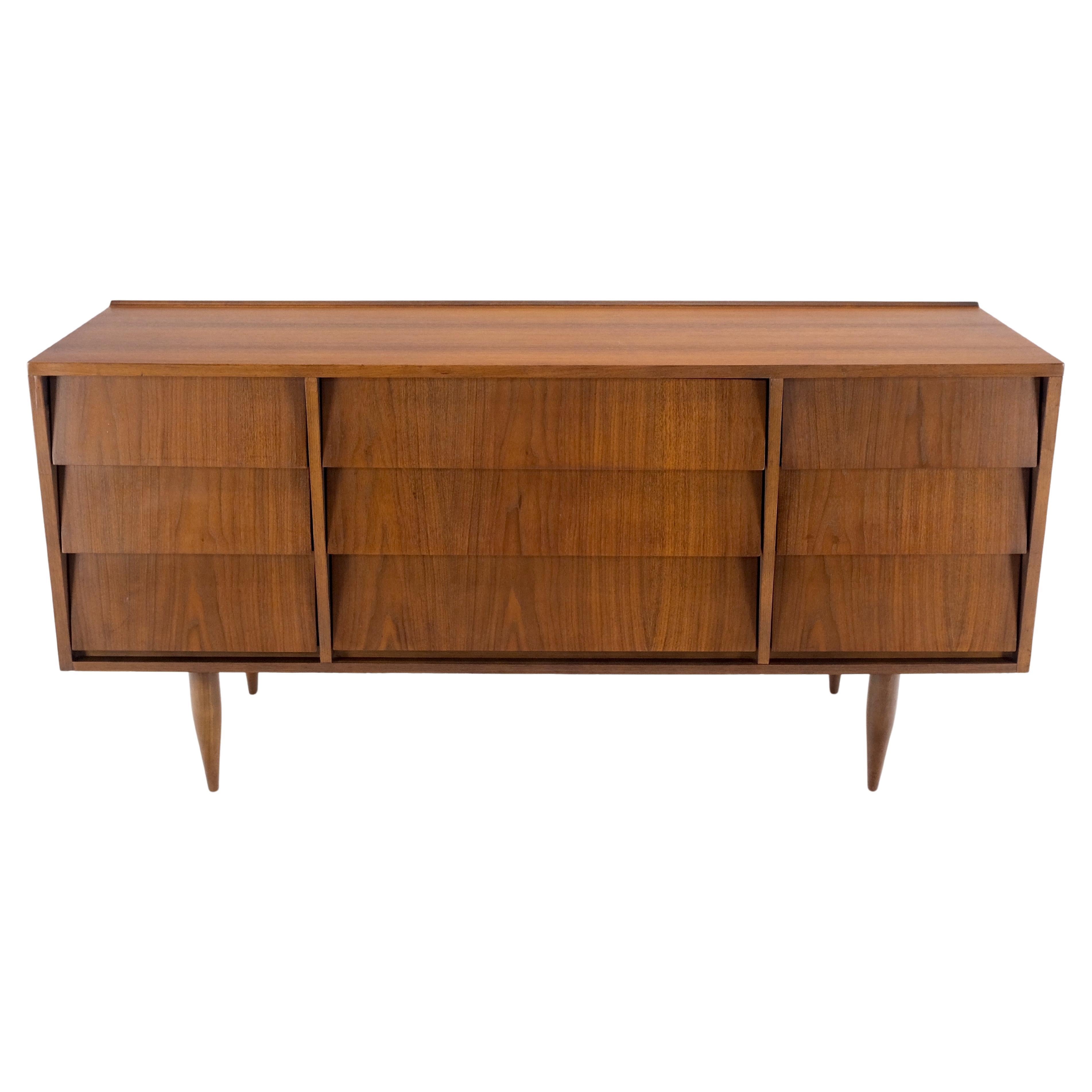 Louver Front 9 Drawers Long Credenza Dresser American Mid-Century Modern Mint! For Sale