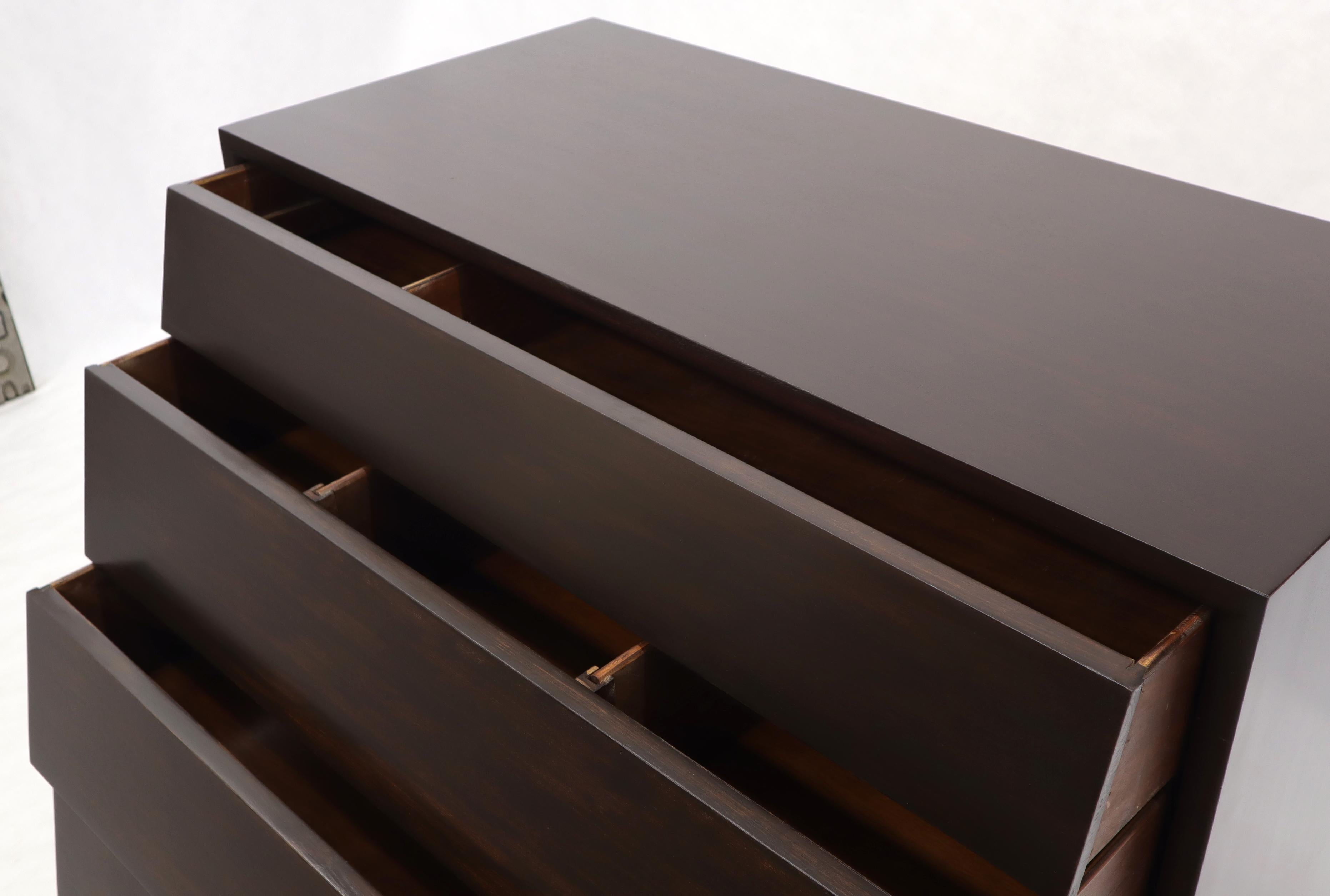 Mid-Century Modern dark bronze finish 4 louver front drawers bachelor chest dresser credenza.