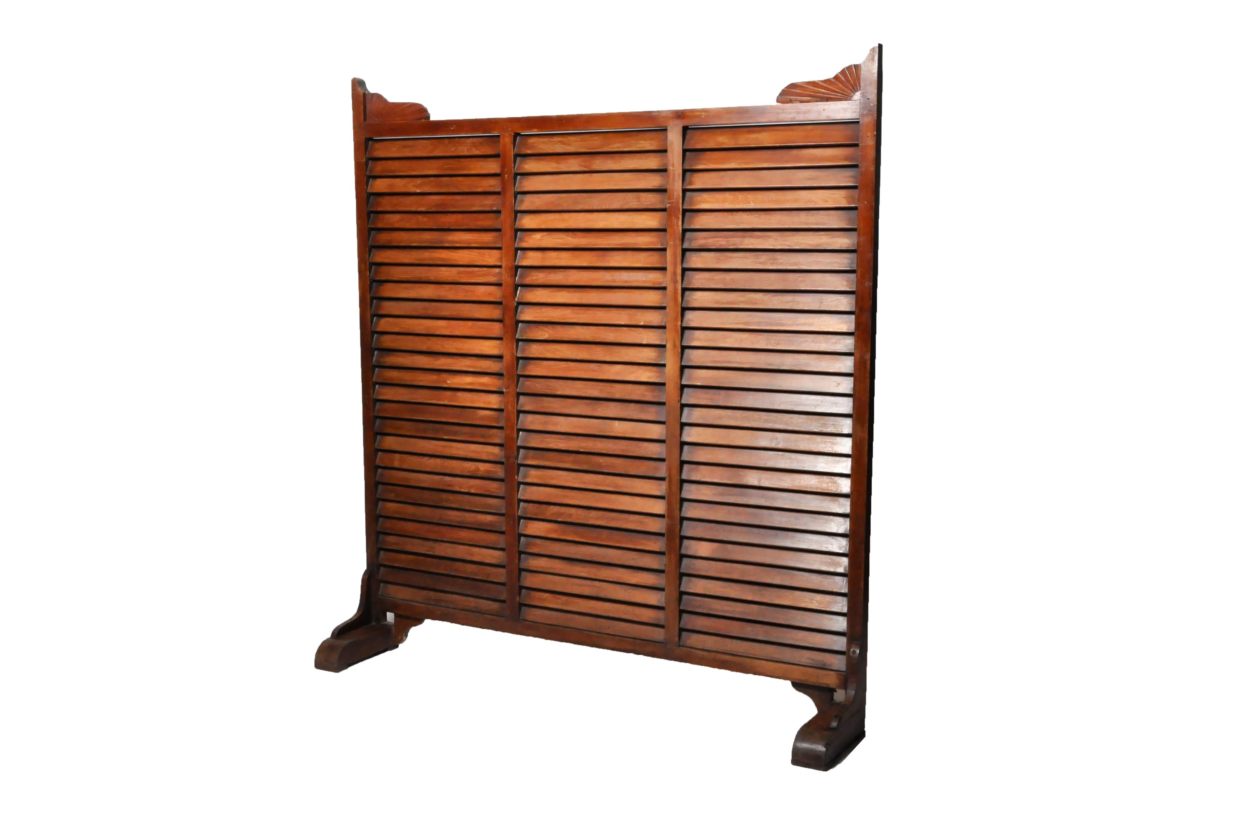 This free-standing louver wall once divided space in a colonial home or office. The piece is from Rangoon, Burma, and dates to the late 19th century. During that time, the British ruled Burma and greatly expanded the trading cities of Mandalay and