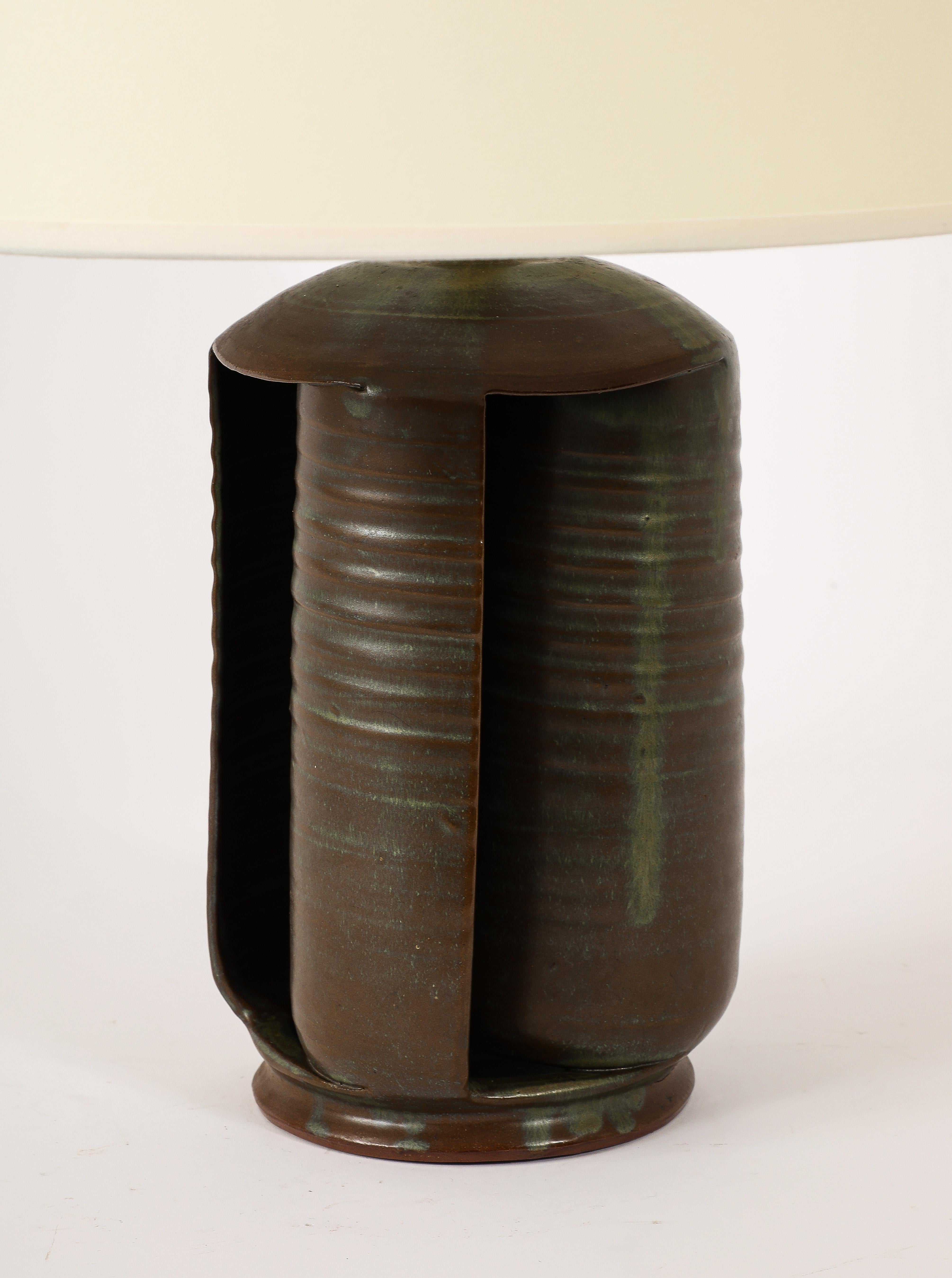 Britannico Lampada in ceramica verde scuro, Regno Unito, anni '50 in vendita