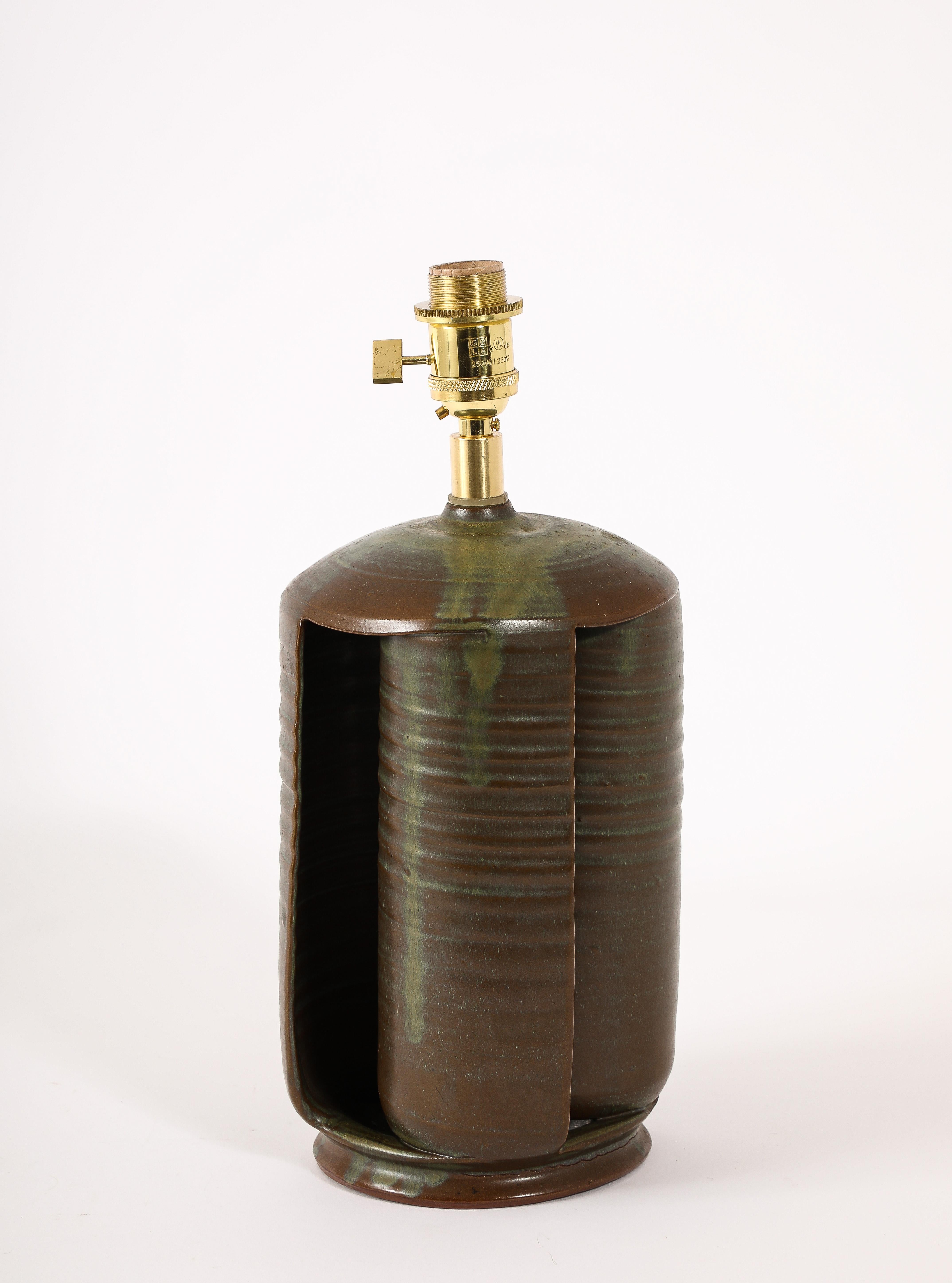 XX secolo Lampada in ceramica verde scuro, Regno Unito, anni '50 in vendita