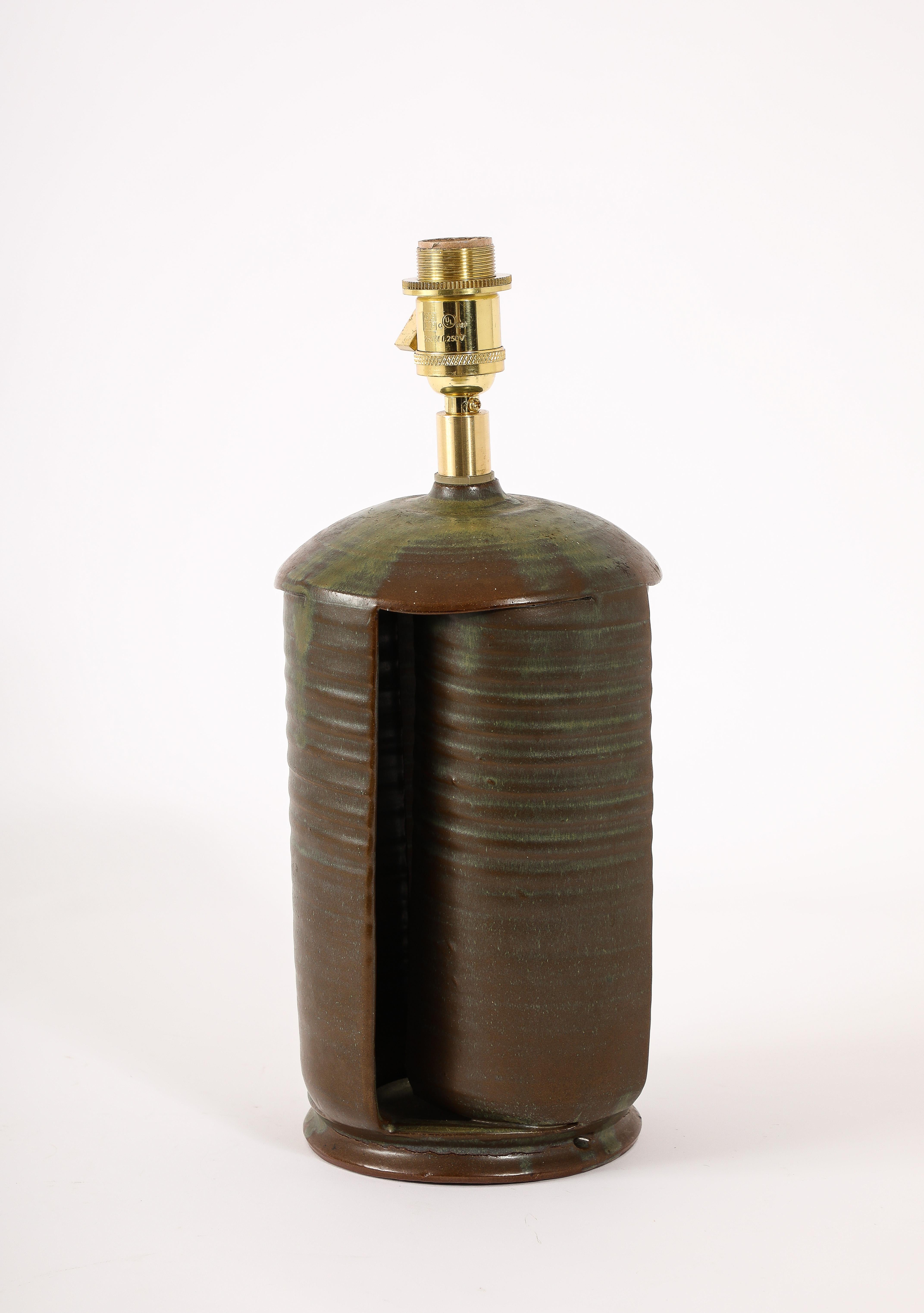 Ceramica Lampada in ceramica verde scuro, Regno Unito, anni '50 in vendita