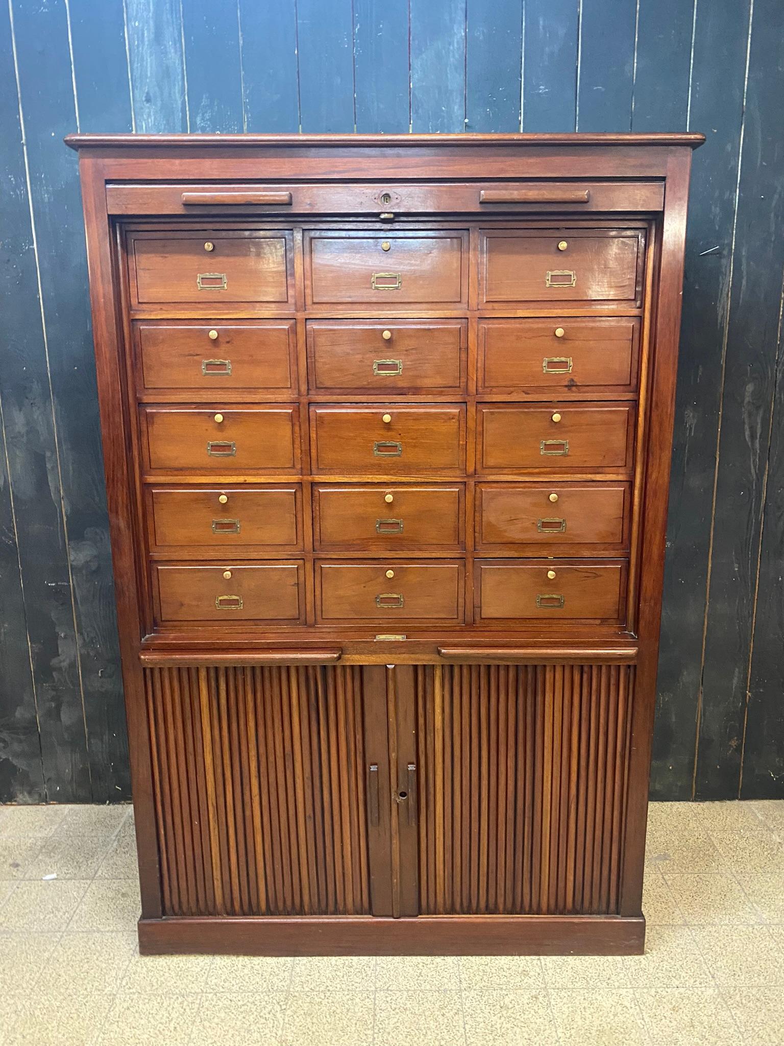 French Louvered-Door Cabinet in Walnut, circa 1900 For Sale