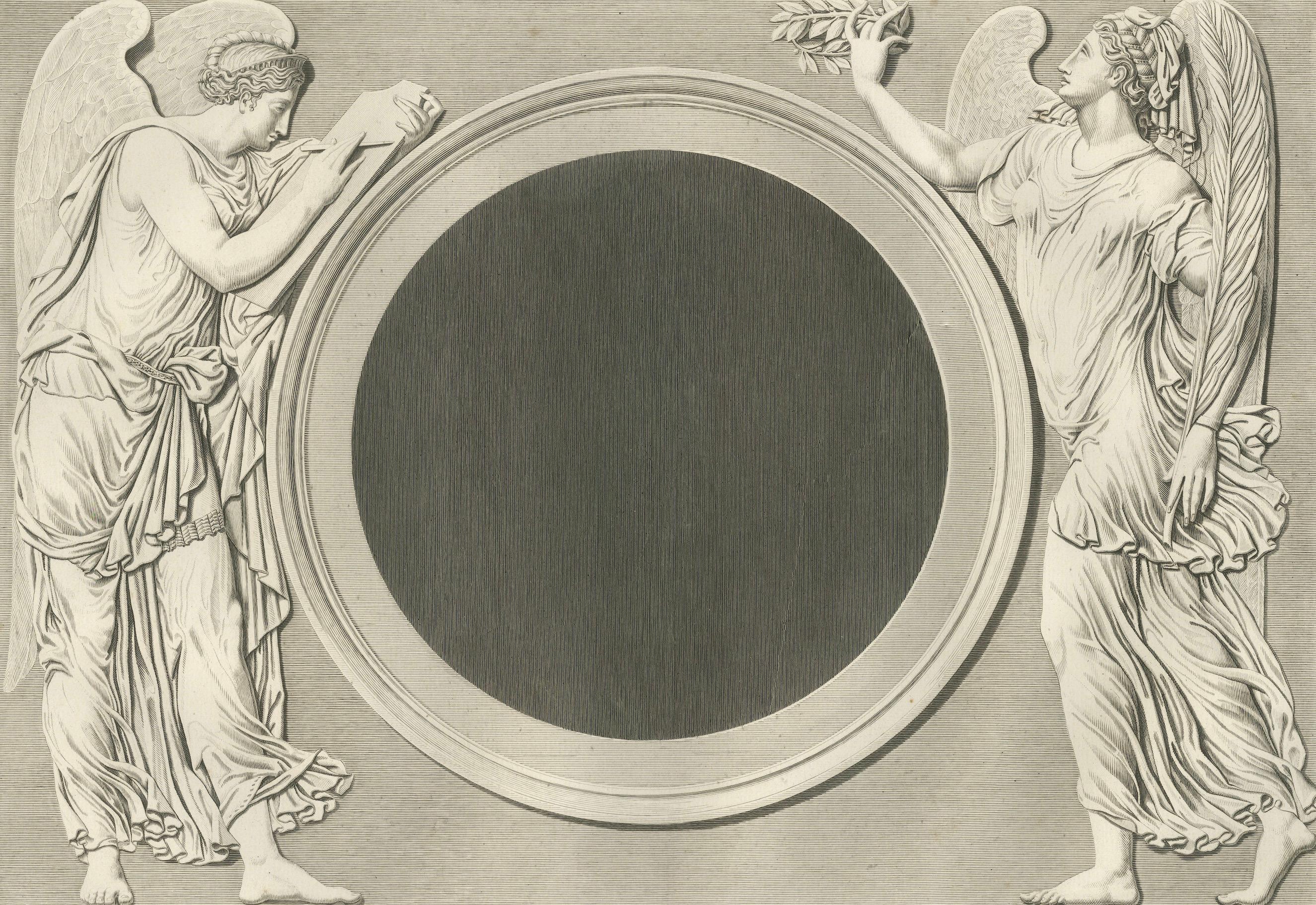 Louvre Architectural Bas-Relief Engravings Pair, French Neoclassical Plates 1803