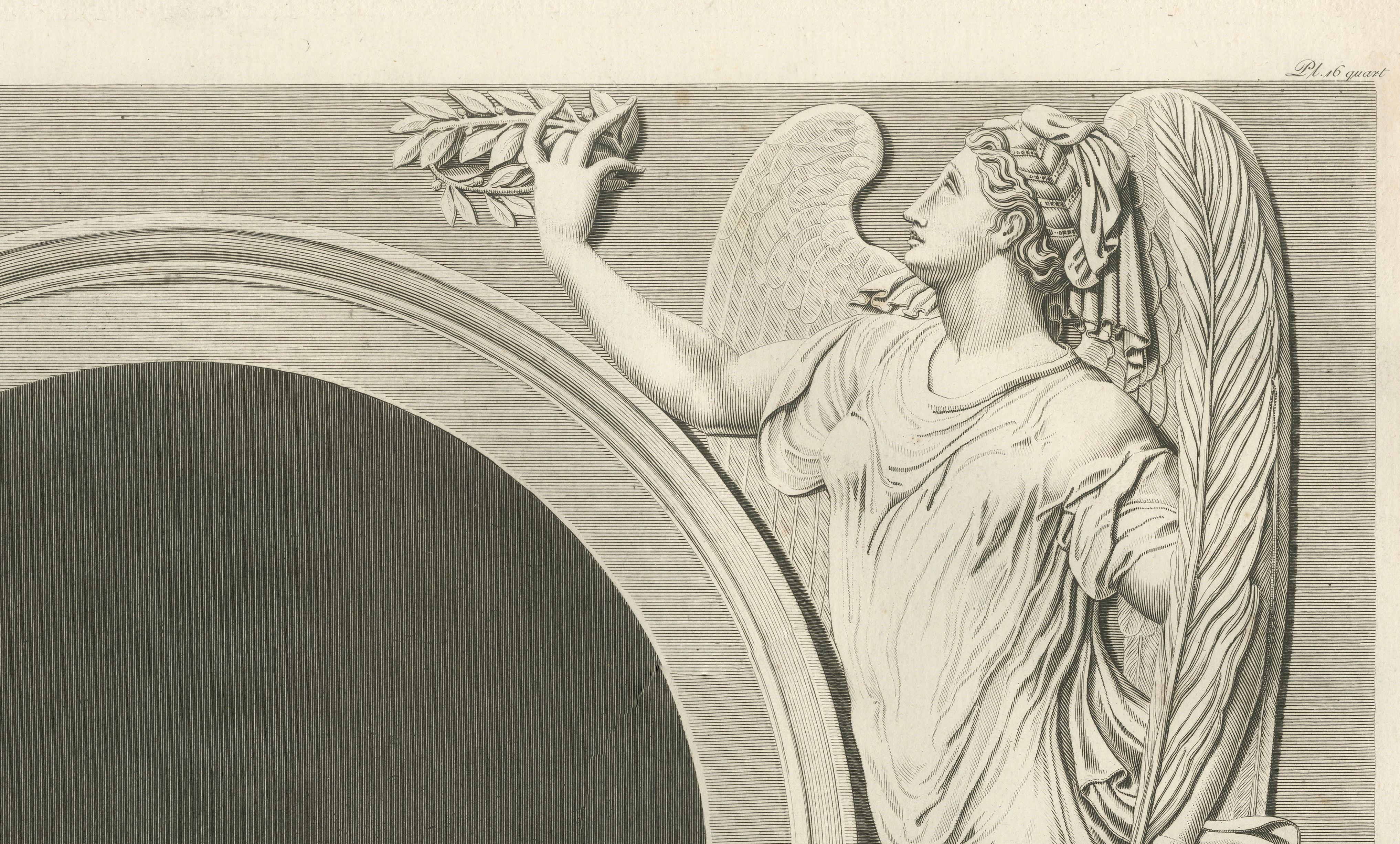 Louvre Architectural Bas-Relief Engravings Pair, French Neoclassical Plates 1803