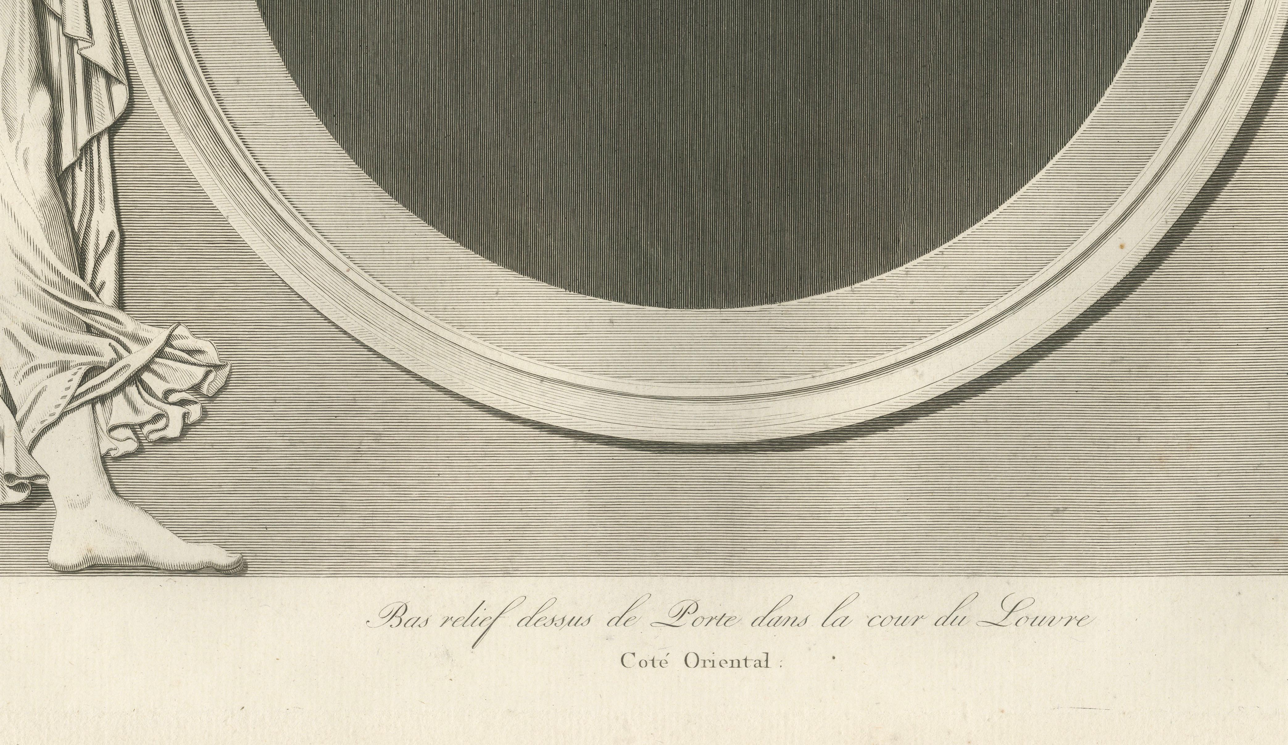 Louvre Architectural Bas-Relief Engravings Pair, French Neoclassical Plates 1803